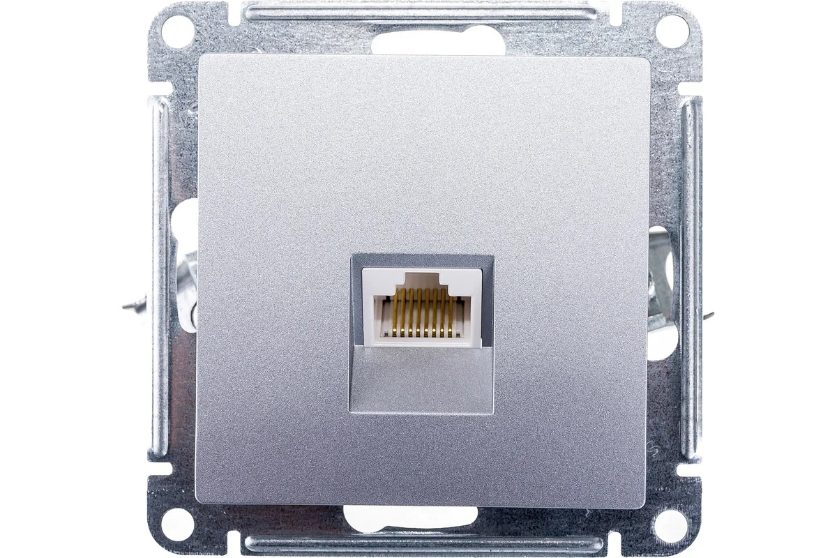 Розетка компьютерная RJ45 механизм Алюминий AtlasDesign Systeme Electric - Изображение №3