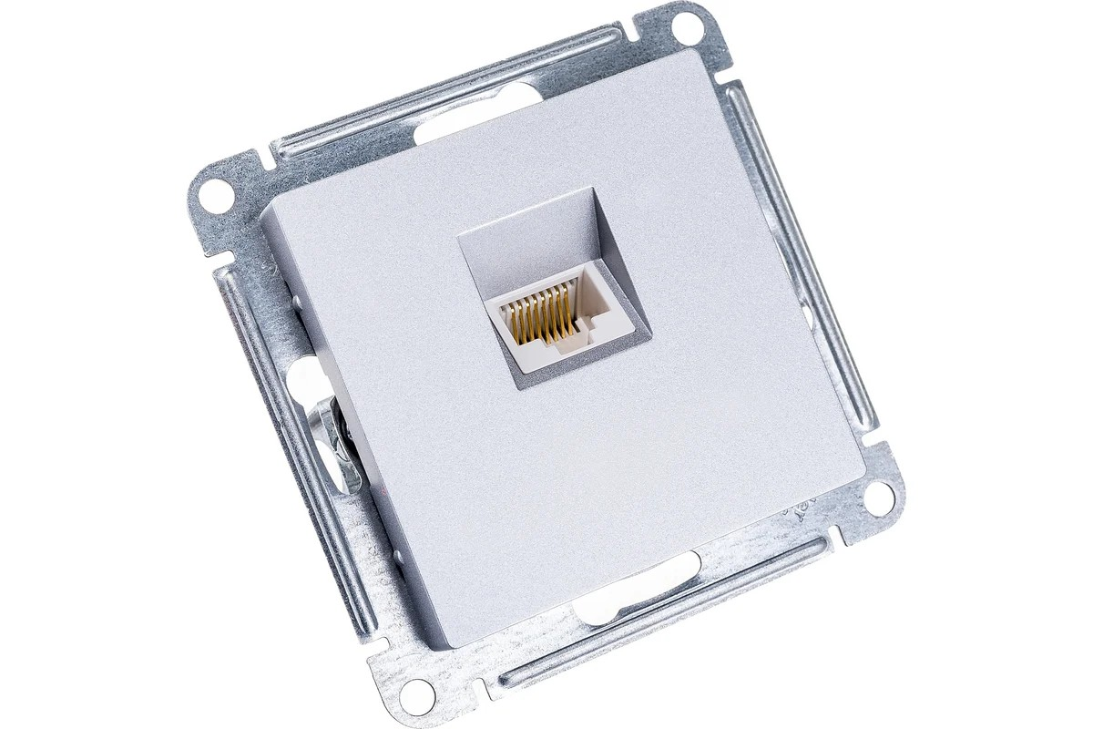 Розетка компьютерная RJ45 механизм Алюминий AtlasDesign Systeme Electric - Изображение №5