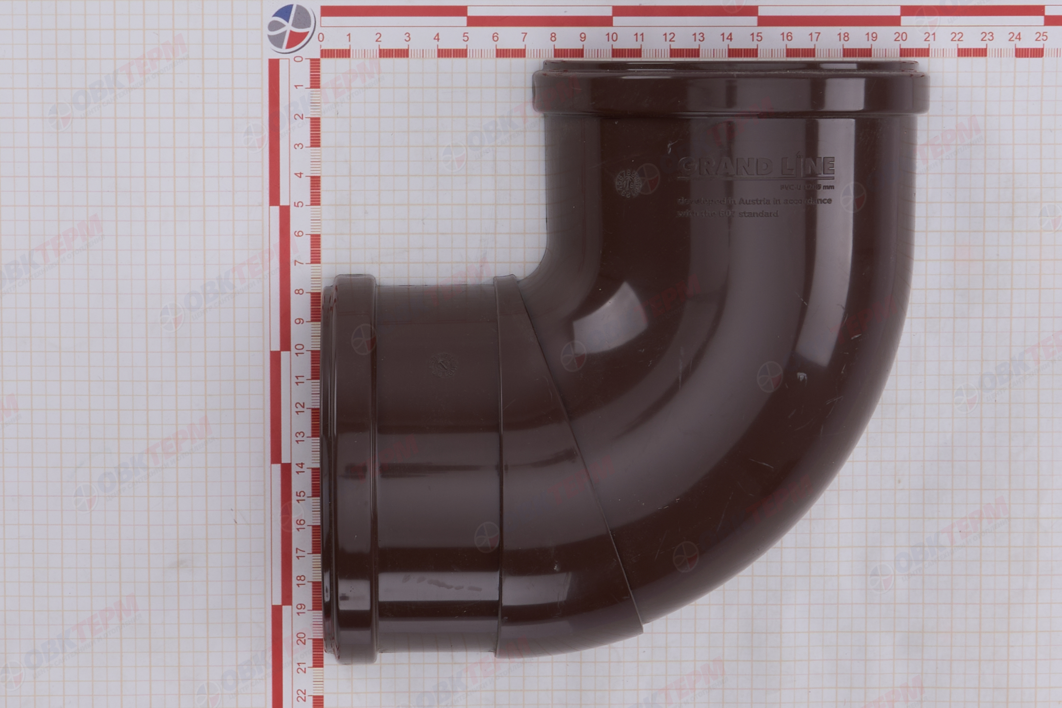 Угол желоба составной 90-150 град.Классика 120 ПВХ Grand Line шокол. (RAL 8017) (уп. 18шт) - миниатюра №7