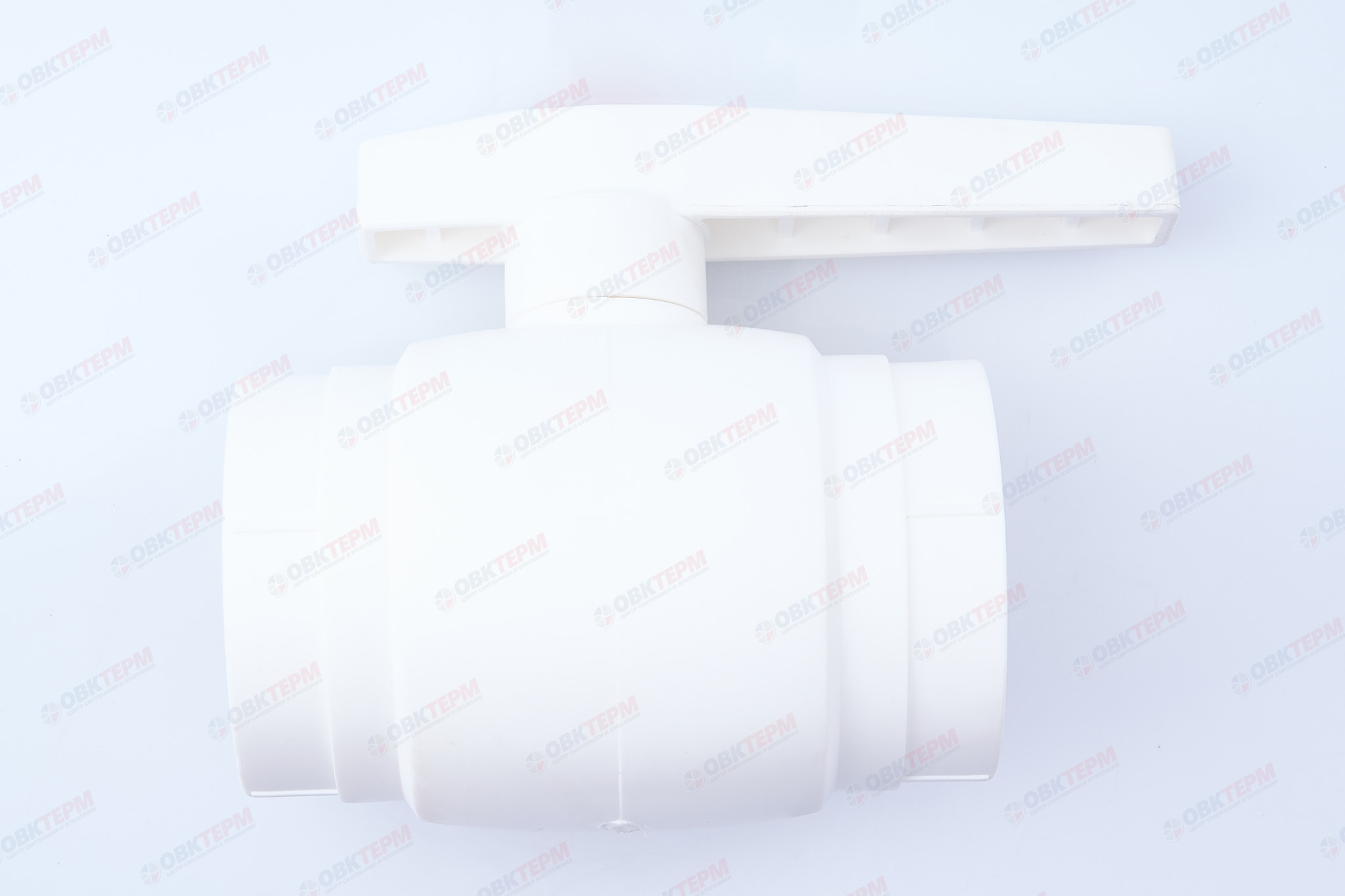 Кран пластиковый шаровый 63  (стальной шар)    (VALFEX OPTIMA)  белый  (5/1) - изображение №1