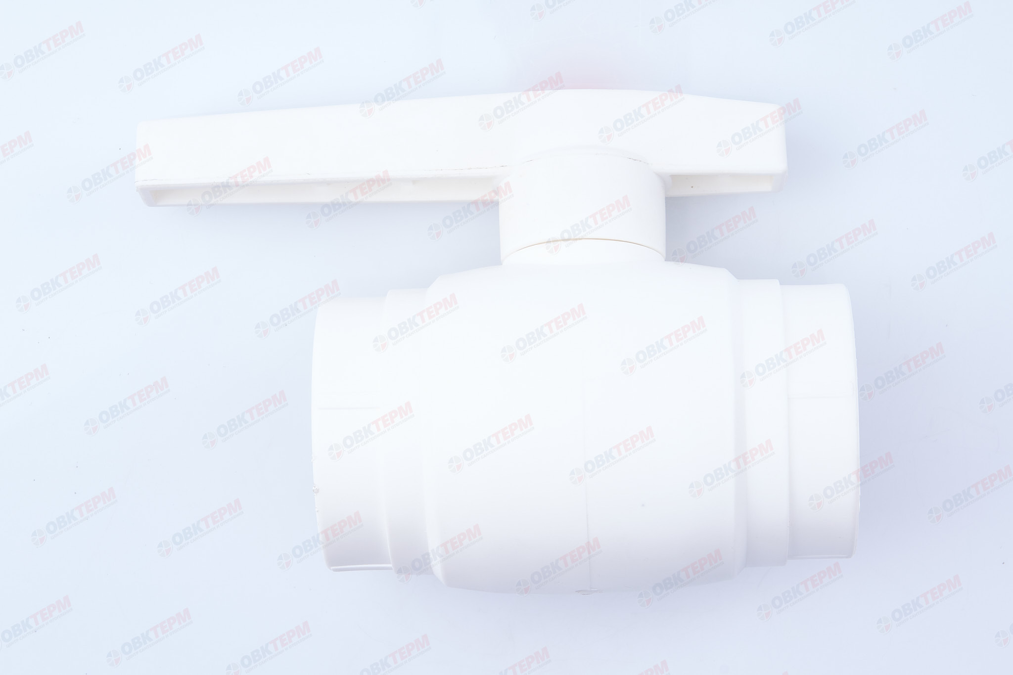 Кран пластиковый шаровый 50  (стальной шар)    (VALFEX OPTIMA)  белый  (8/2) - миниатюра №3