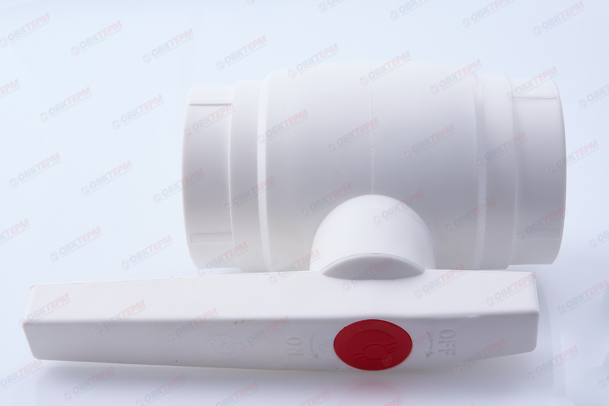 Кран пластиковый шаровый 50  (стальной шар)    (VALFEX OPTIMA)  белый  (8/2) - миниатюра №6