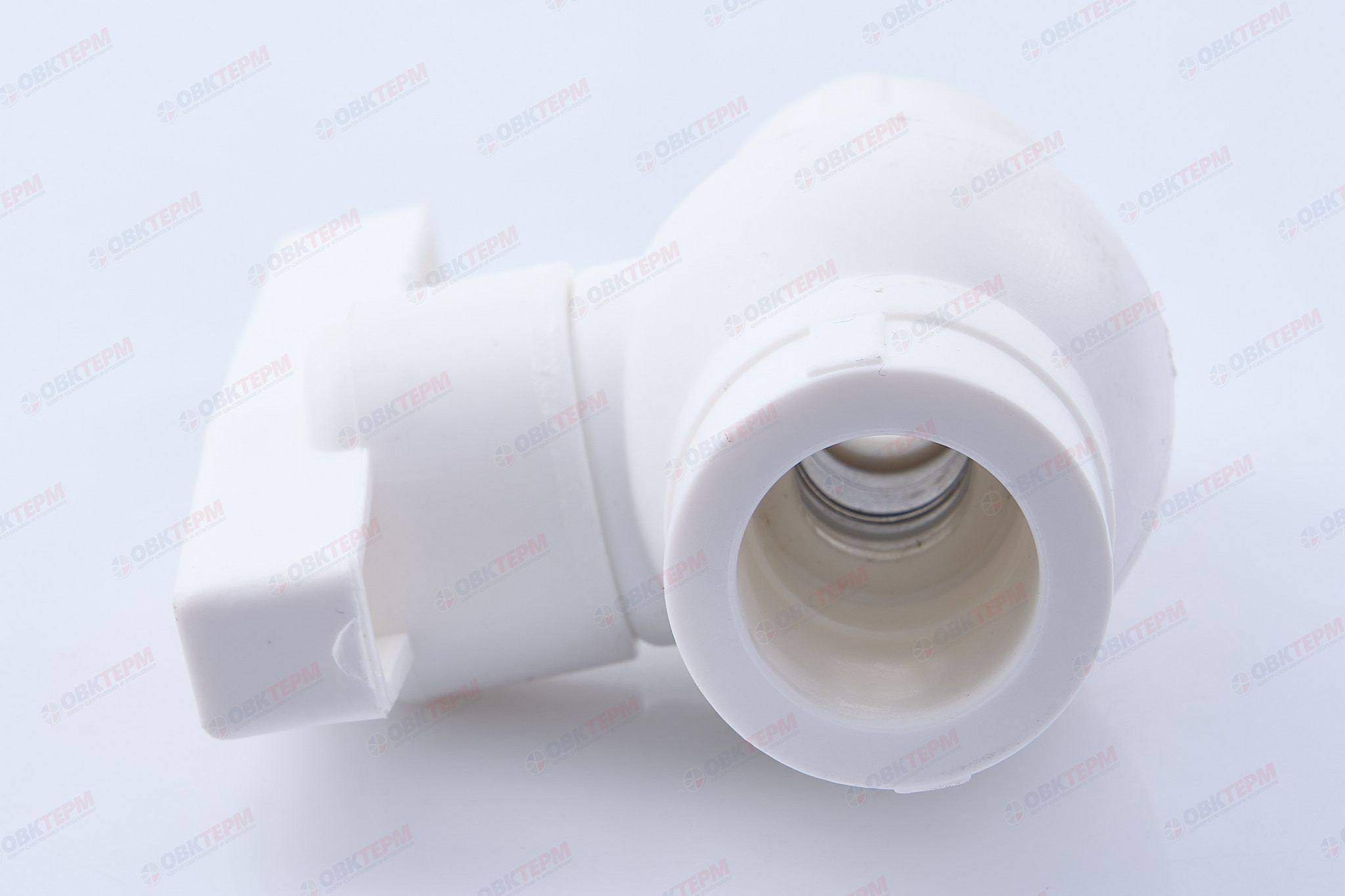 Кран пластиковый шаровый 20  (стальной шар)    (VALFEX OPTIMA)  белый  (60/15) - Изображение №4