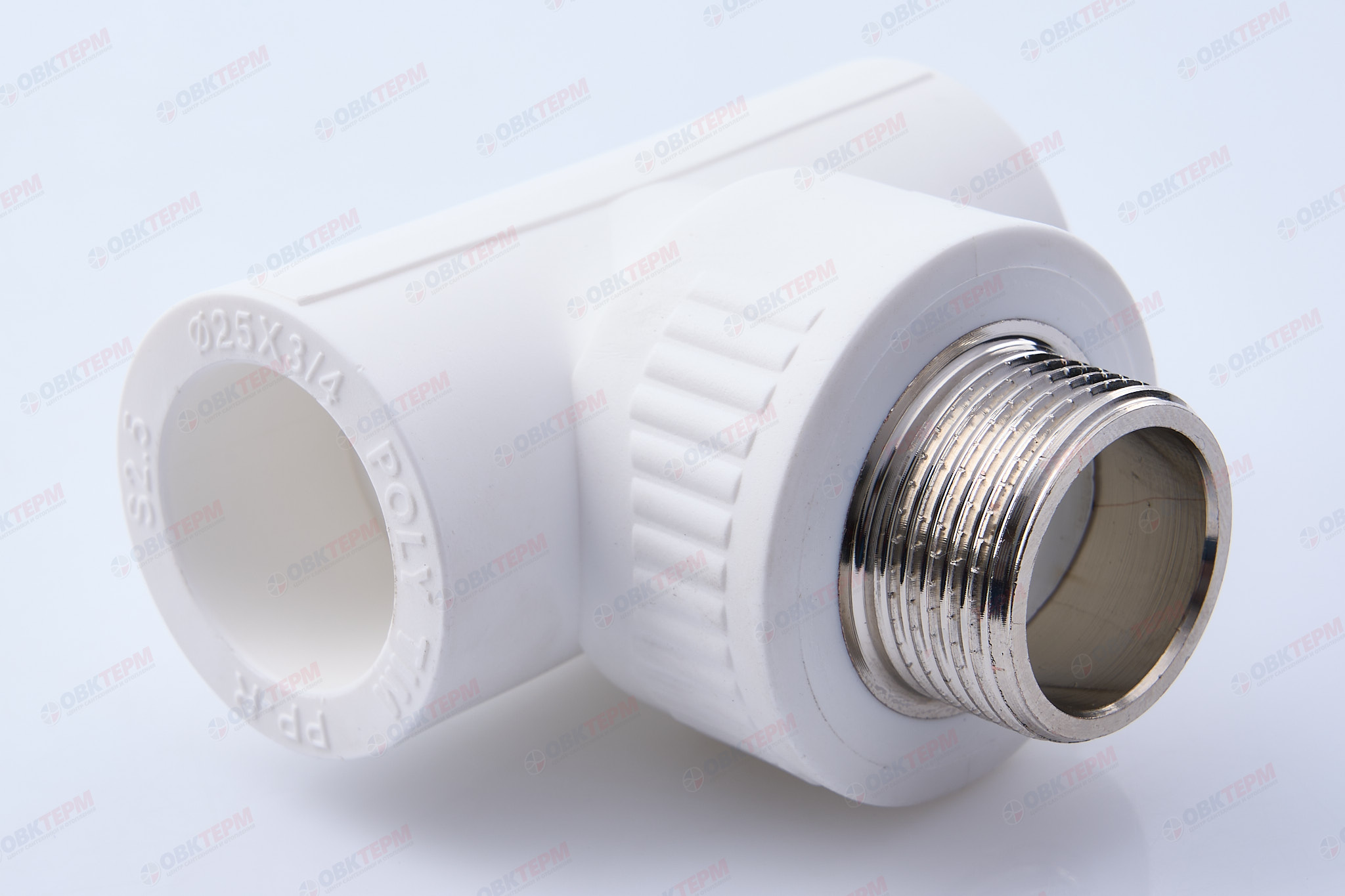 Тройник с МРН 25 * 3/4" * 25     (белый)  (60/5)  (TIM) - изображение №1