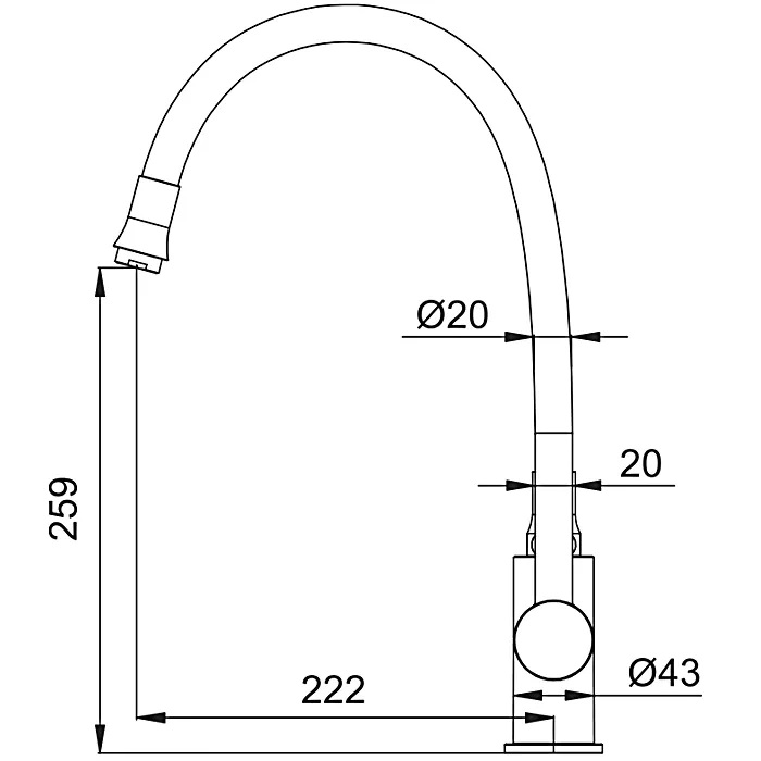 Смеситель д/кухни FRAP F4067-6 черный гибкий излив (Ø35, на гайке) - миниатюра №2