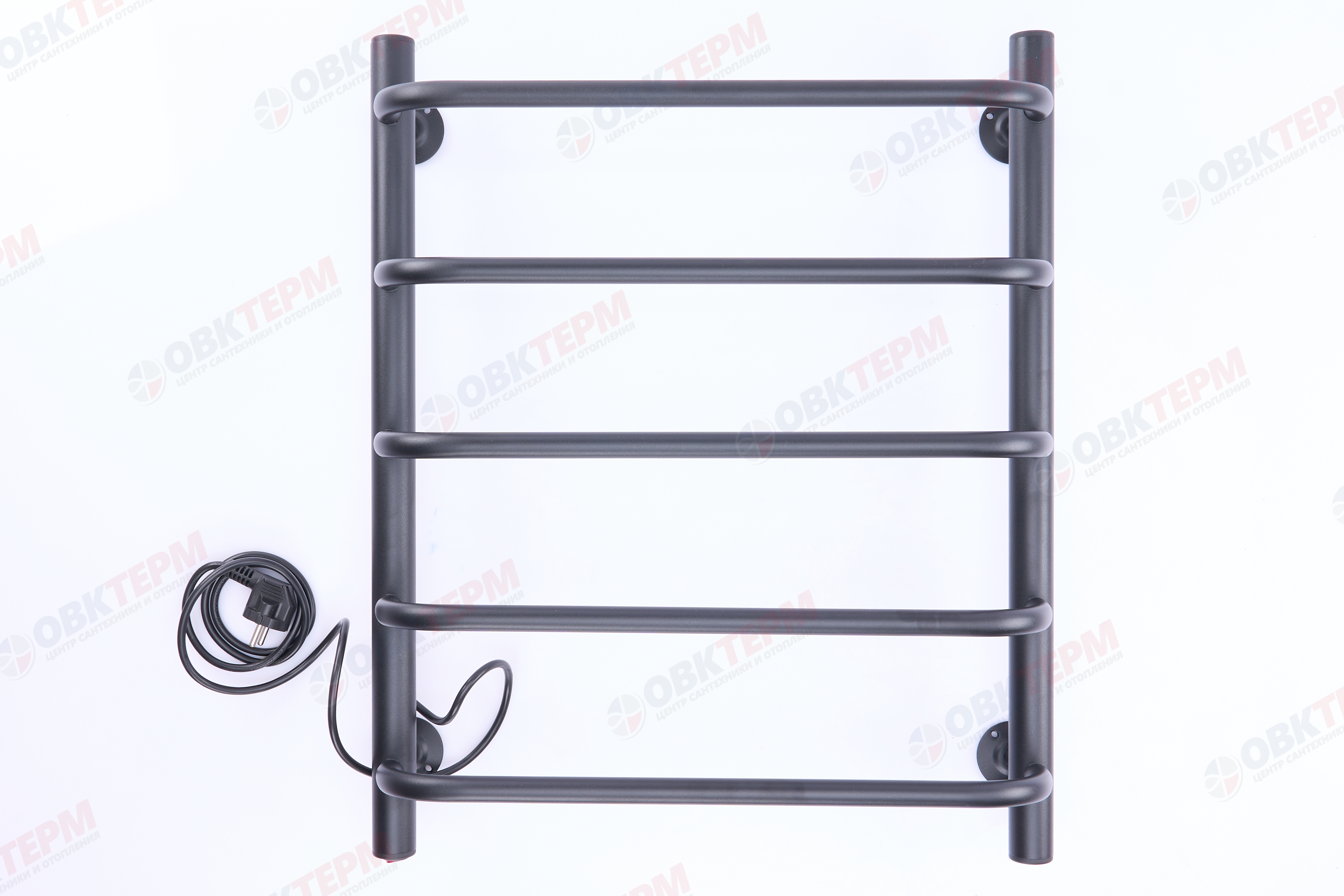 Полотенцесушитель электрический АДВ ЛНК - Э1" 50*60 (скоба, кабель слева, 5 перекладин) Черный муар - Изображение №2