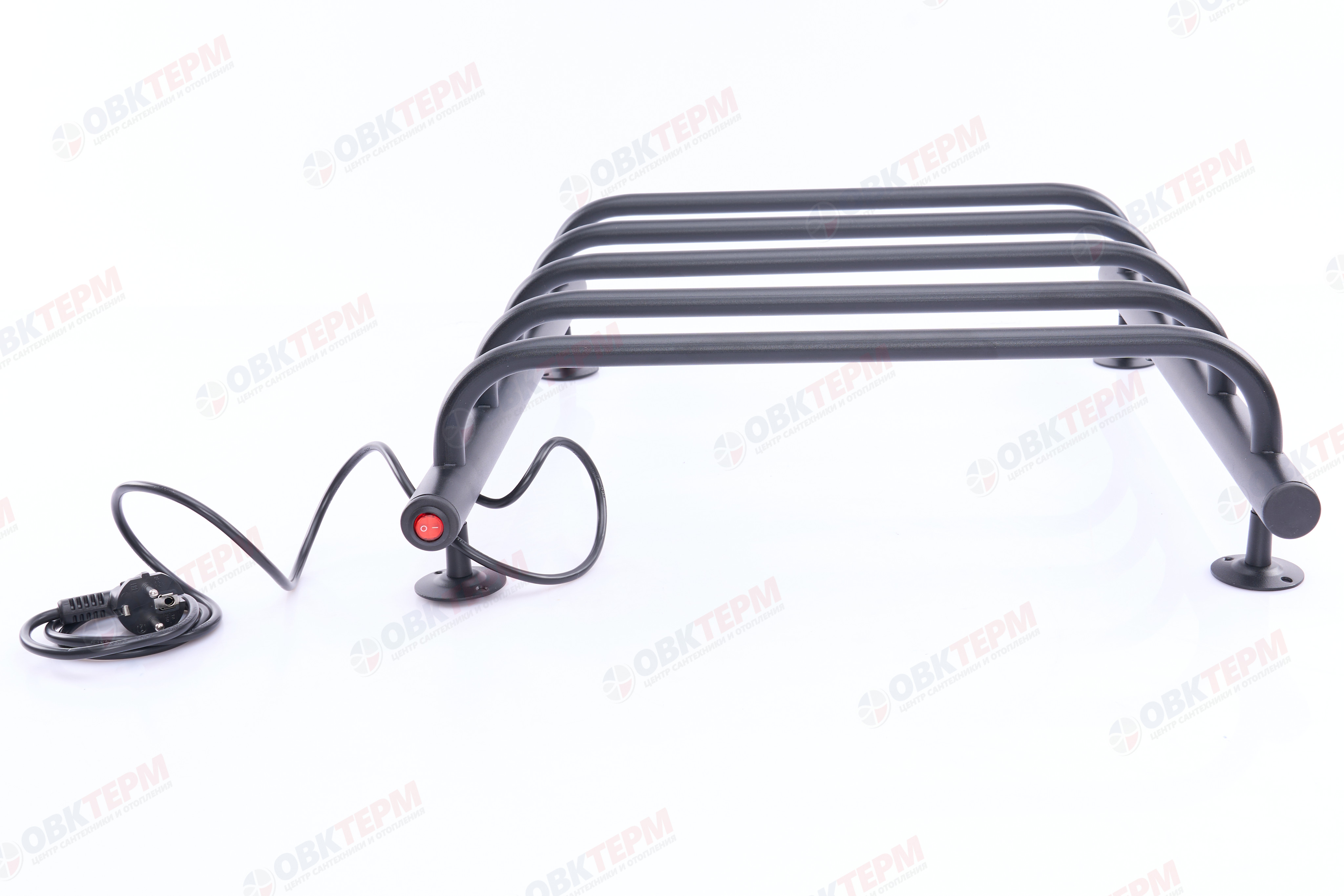 Полотенцесушитель электрический АДВ ЛНК - Э1" 50*60 (скоба, кабель слева, 5 перекладин) Черный муар - Изображение №3