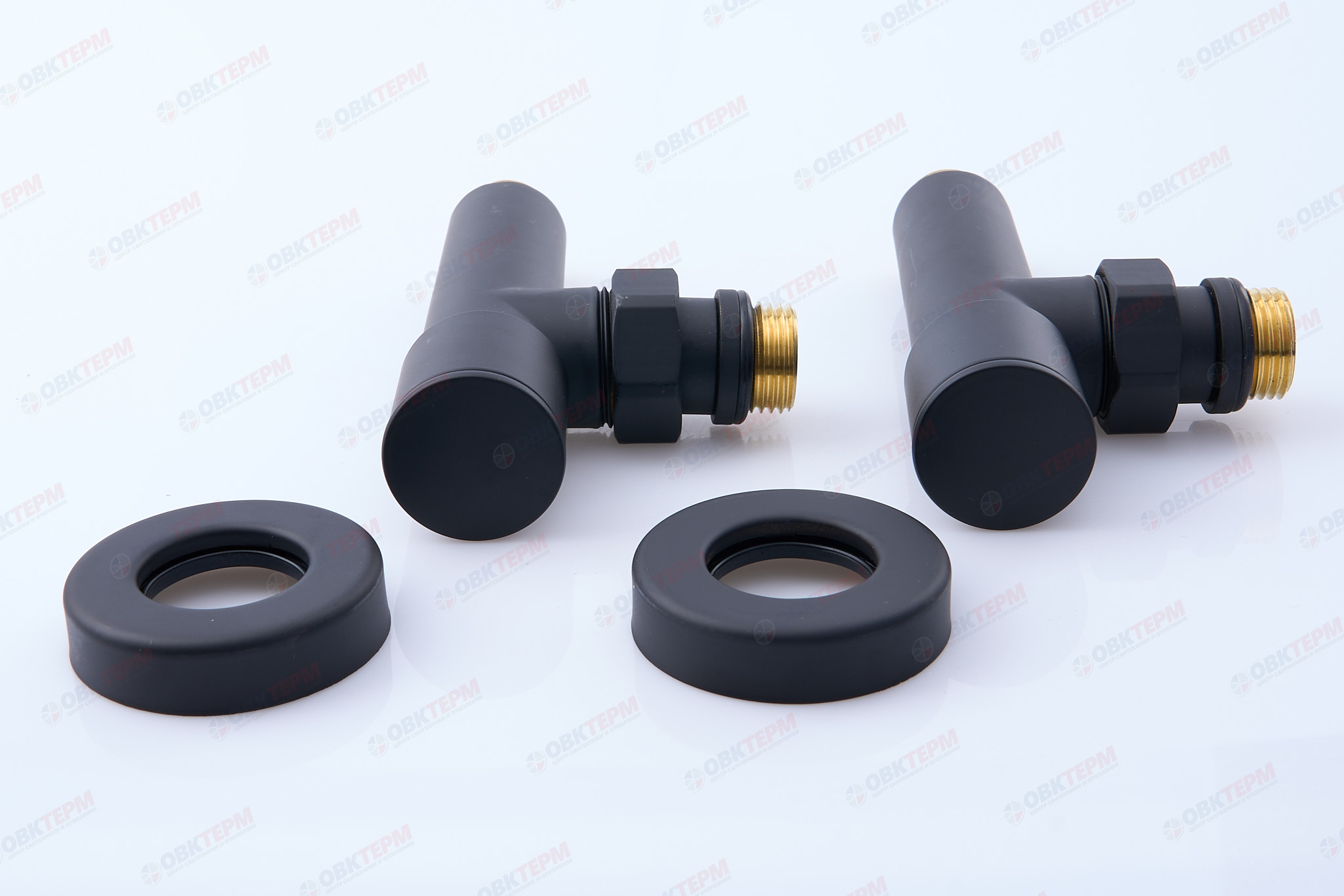 Кран  вентильный  с американкой   TIM   1/2Н - 1/2"Н  угловой, круглый,черный   (1пара/20ящ) - Изображение №3