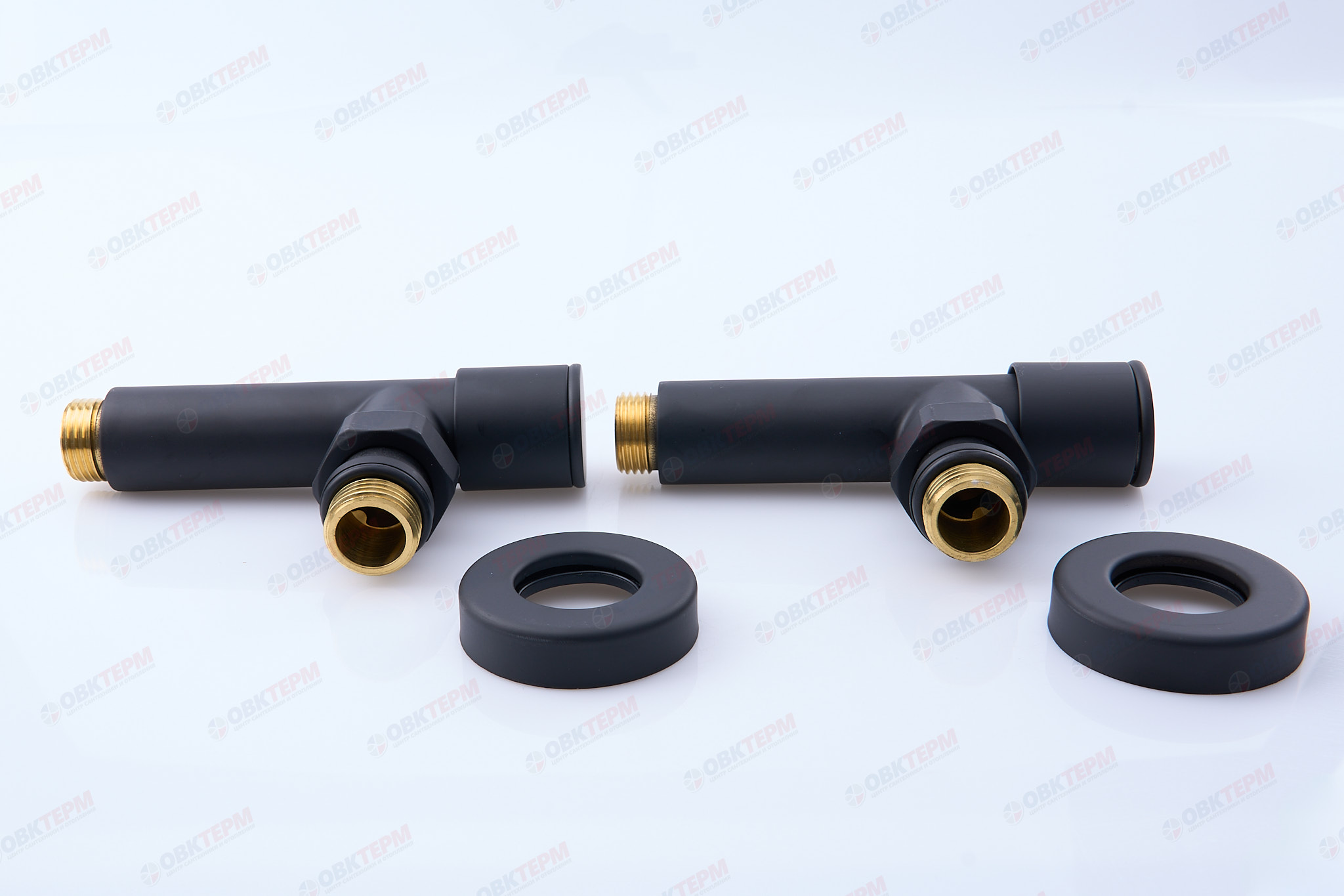 Кран  вентильный  с американкой   TIM   1/2Н - 1/2"Н  угловой, круглый,черный   (1пара/20ящ) - Изображение №5