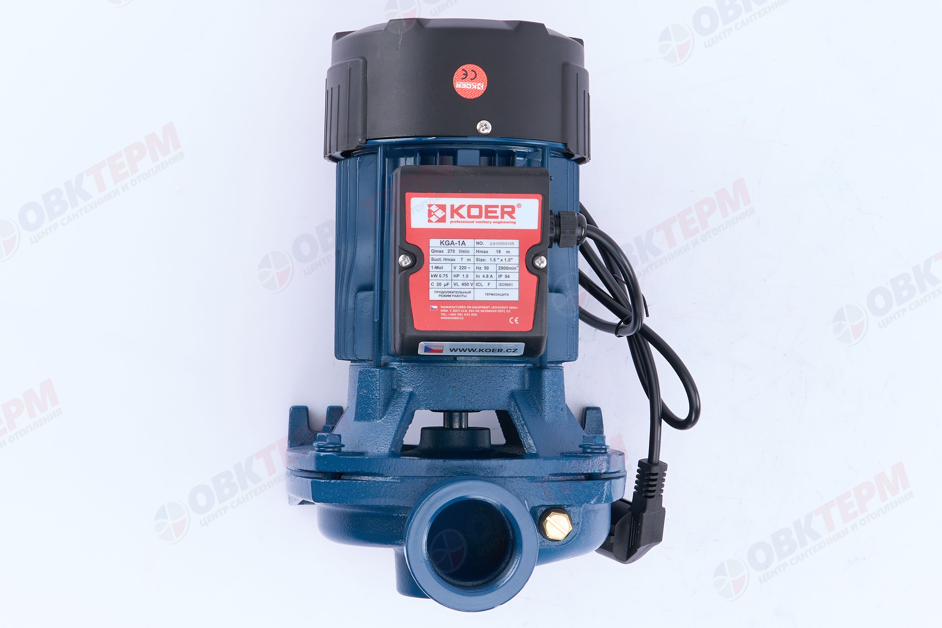 Насос центробежный  KGA/1A KOER (0.75кВт/270л.м./18м.) 1 1/2" - Изображение №5