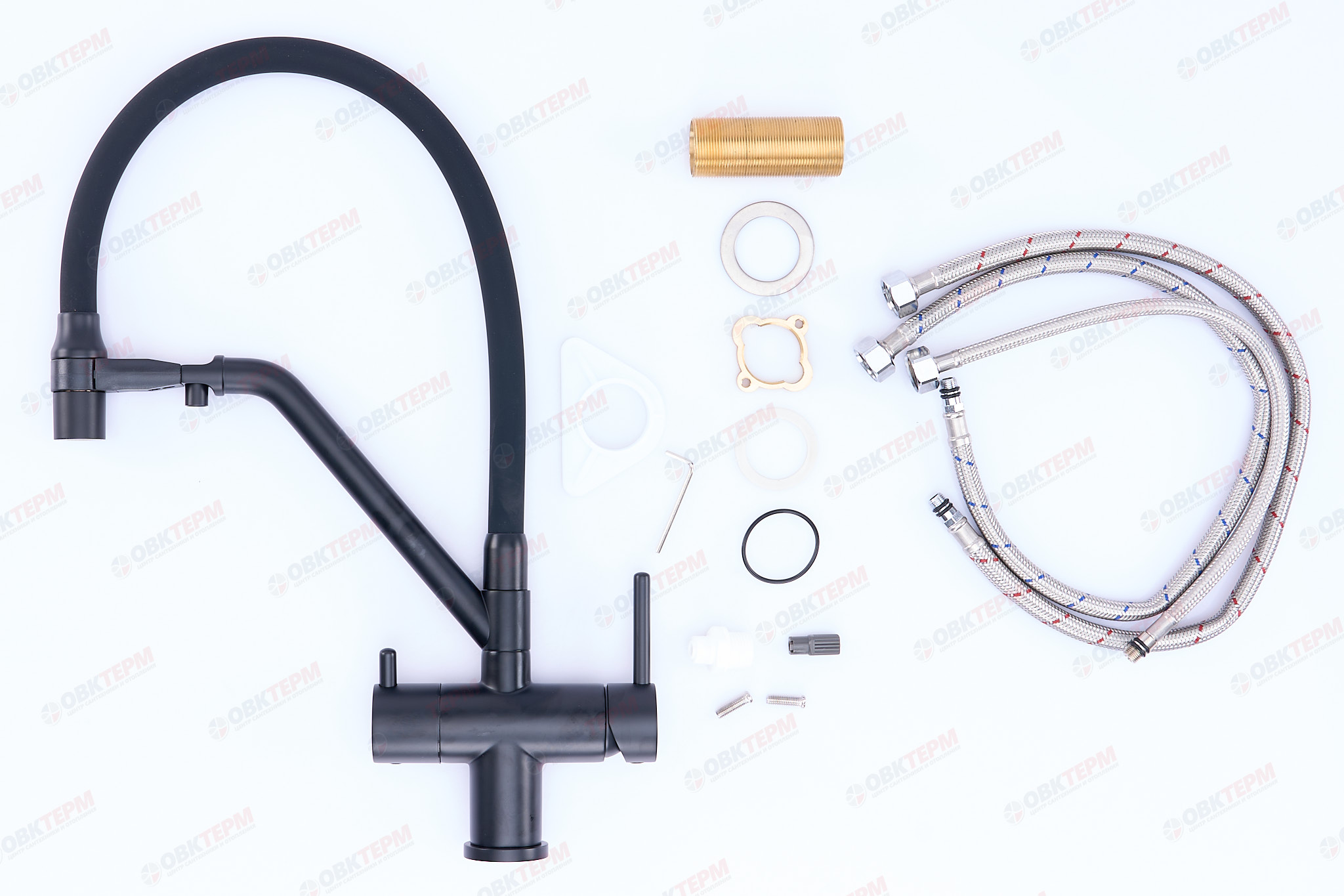 Смеситель д/кухни под ФИЛЬТР KOER KB-72006-05 (Цвет черный+силик.излив черный) (8шт/ящ - миниатюра №4