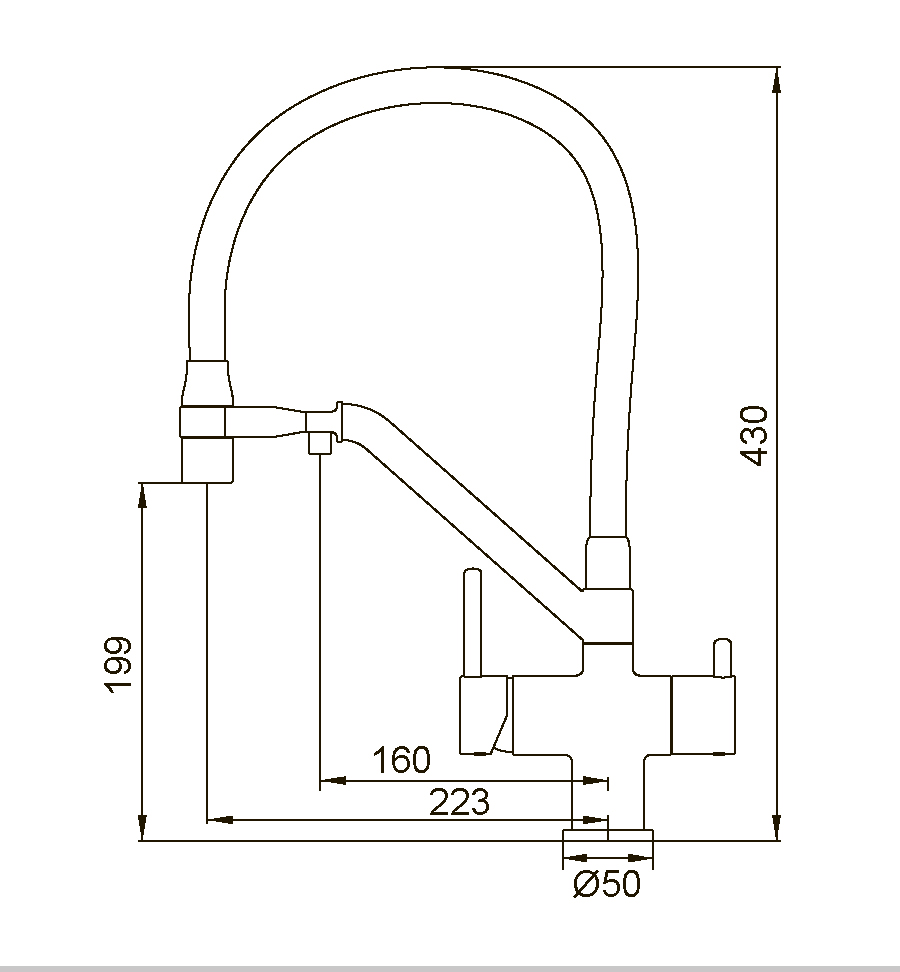 Смеситель д/кухни под ФИЛЬТР KOER KB-72006-05 (Цвет черный+силик.излив черный) (8шт/ящ - миниатюра №2