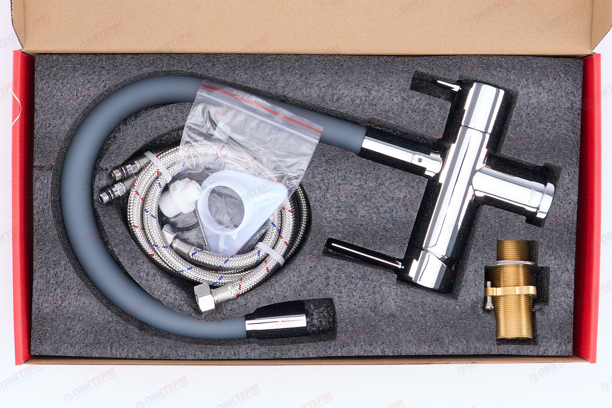 Смеситель д/кухни под ФИЛЬТР KOER KB-72002-01 (Цвет хром+силик.излив серый) (8шт/ящ) - миниатюра №6