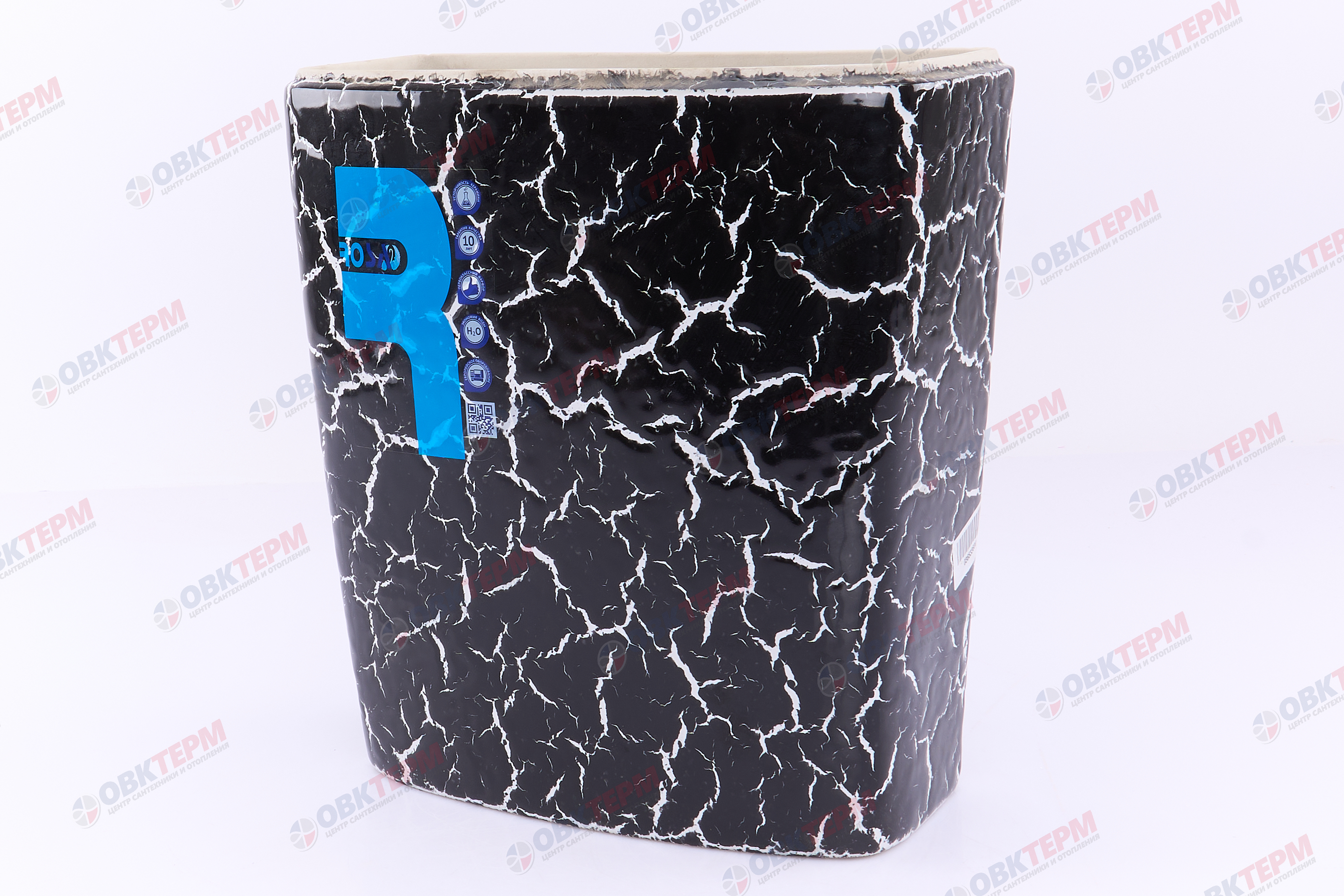 ROSA Бачок "RIO" ЧЕРНЫЙ КРАКЕЛЮР (унитаз РИО), нижний подвод (150мм)  БЕЗ КРЫШКИ - Изображение №1