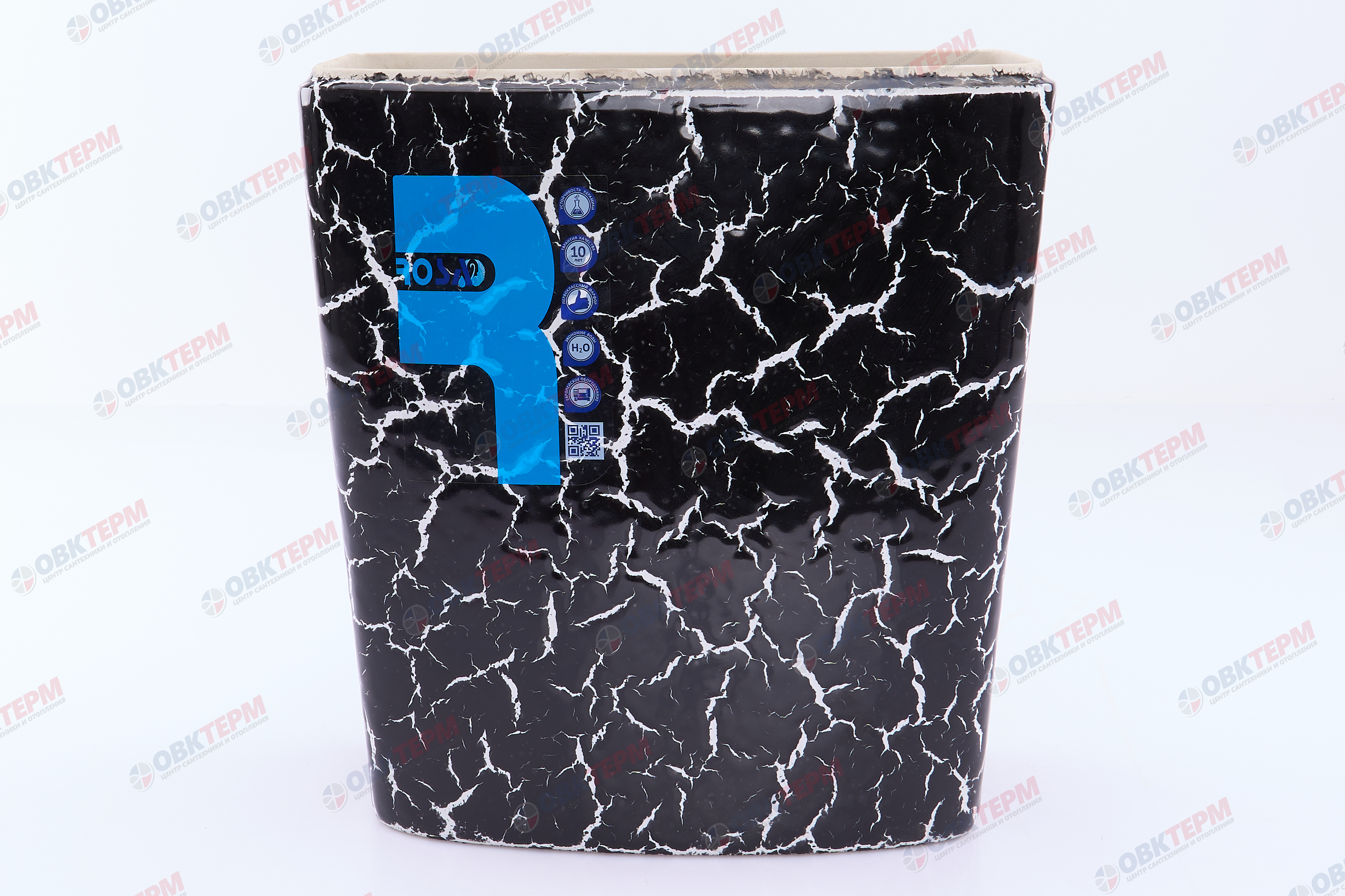 ROSA Бачок "RIO" ЧЕРНЫЙ КРАКЕЛЮР (унитаз РИО), нижний подвод (150мм)  БЕЗ КРЫШКИ - Изображение №4