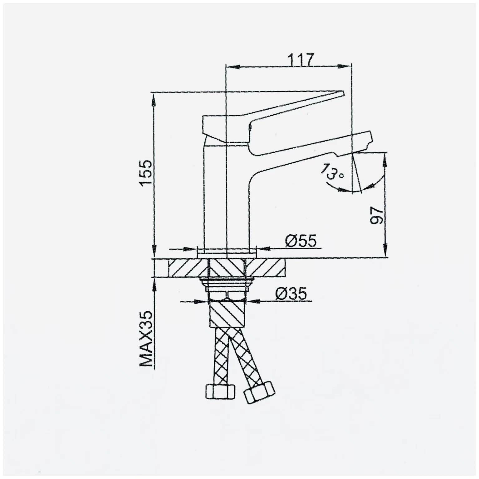Смеситель д/умывальника FRAР F1062-9 оружейная сталь(Ø35, аэратор М24*1, на гайке) - миниатюра №2