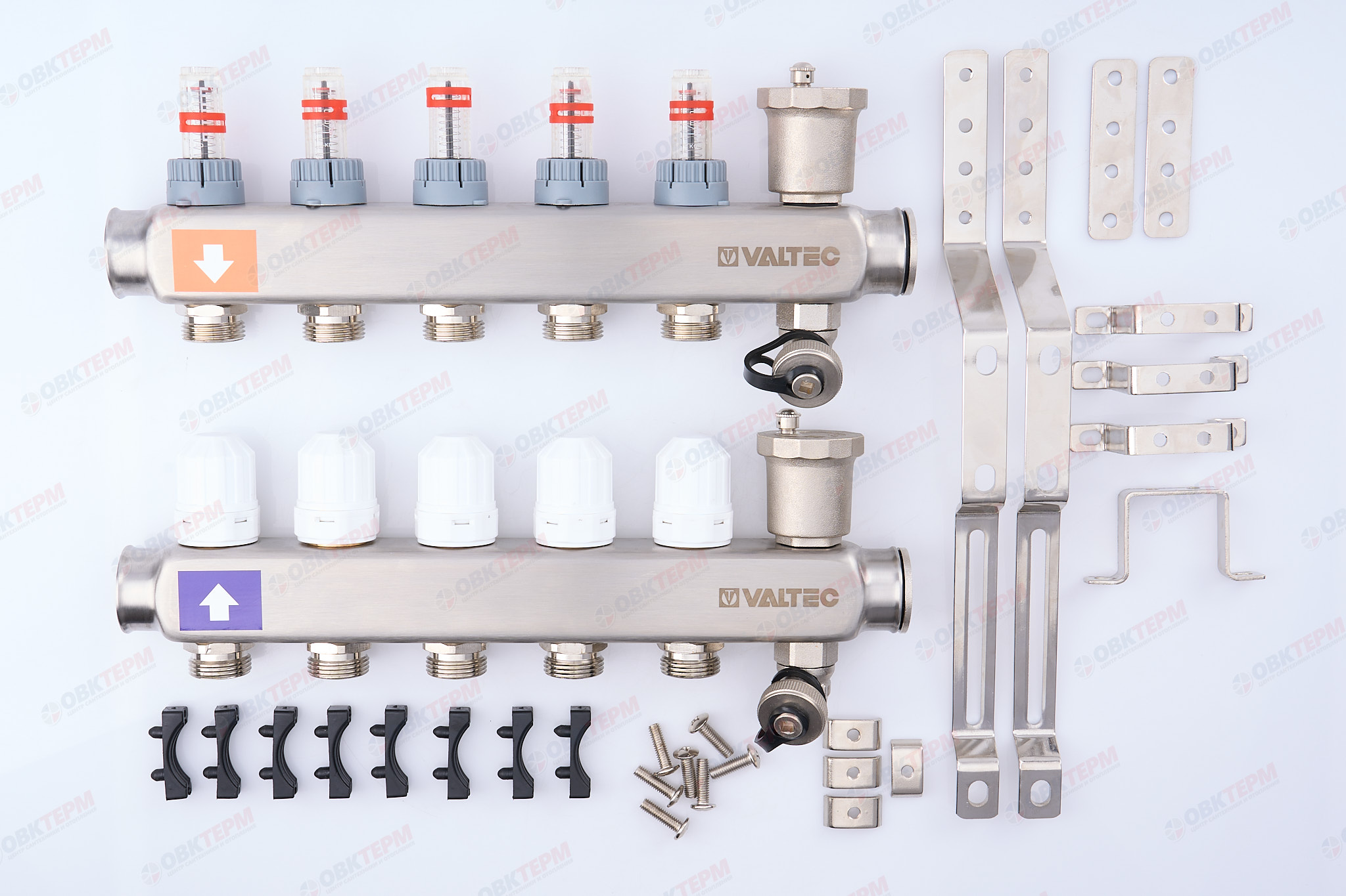 Коллект. ГРУППА   Valtec НЕРЖ со встр расх в сборе  1 * 5 вых. Еврок.3/4 (Аналог VTc.589.EMNX) - миниатюра №7