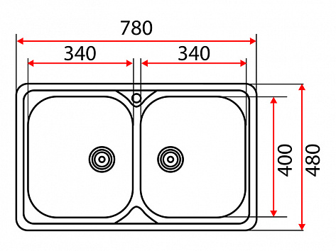 ZERIX мойка Z7848-08-180E DOUBLE (SATIN) ВРЕЗНАЯ /сифон (5шт/ящ) - миниатюра №2