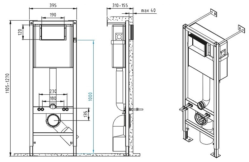 Комплект унитаза с инсталляц. CARINA XL CO DPL EO  + VECTOR + CORNER пластик белый Cersanit - Изображение №3