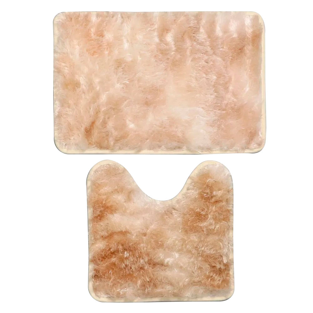 Набор ковриков для ванной и туалета Доляна «Пушистик», 2 шт: 35×40, 40×60 см, цвет бело-коричневый - Изображение №1