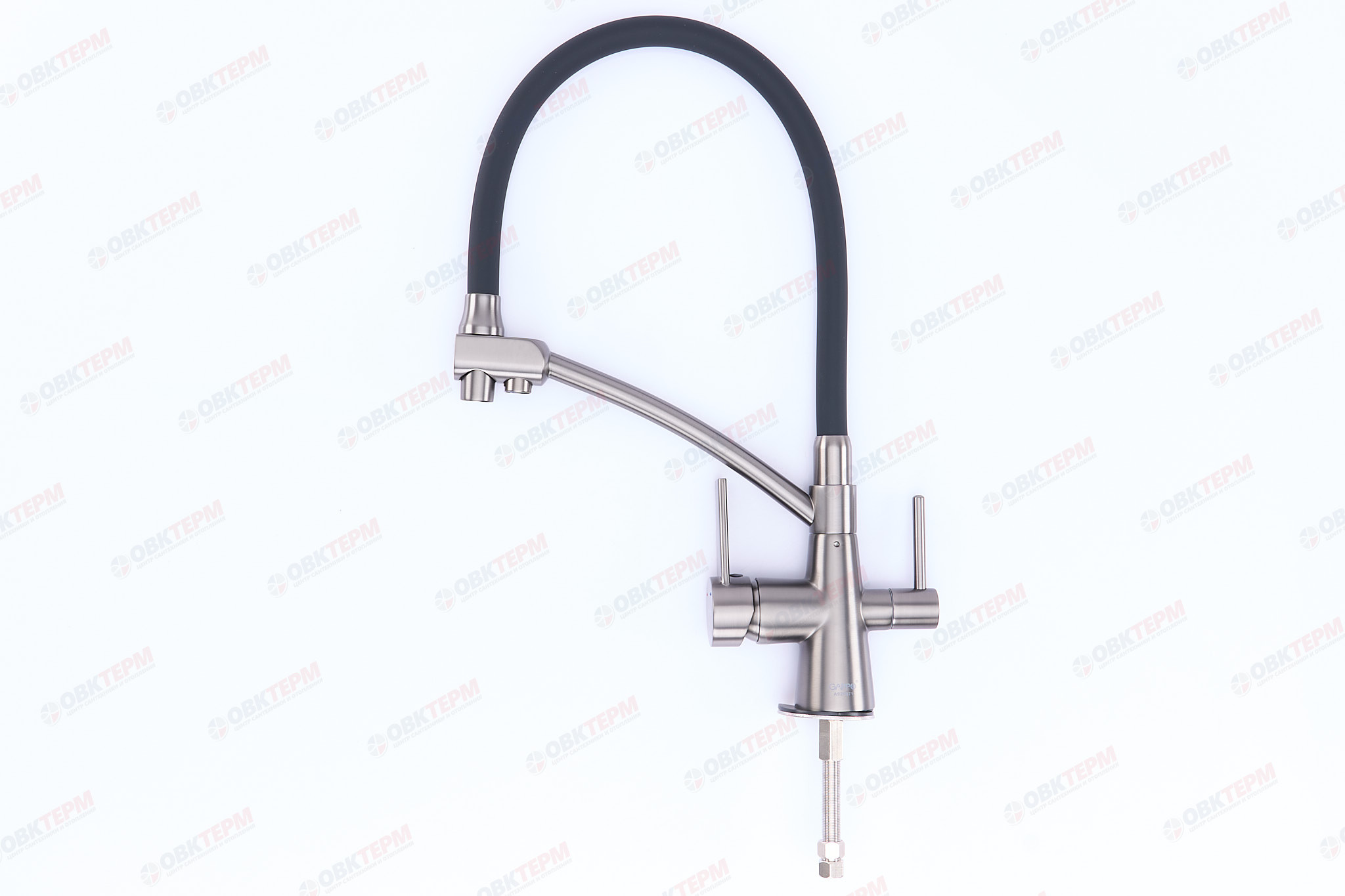 Смеситель д/кухни под ФИЛЬТР GAPPO G4398-19 латунь /оружейная сталь /гибкий излив (Ø35, на шпильке) - Изображение №4