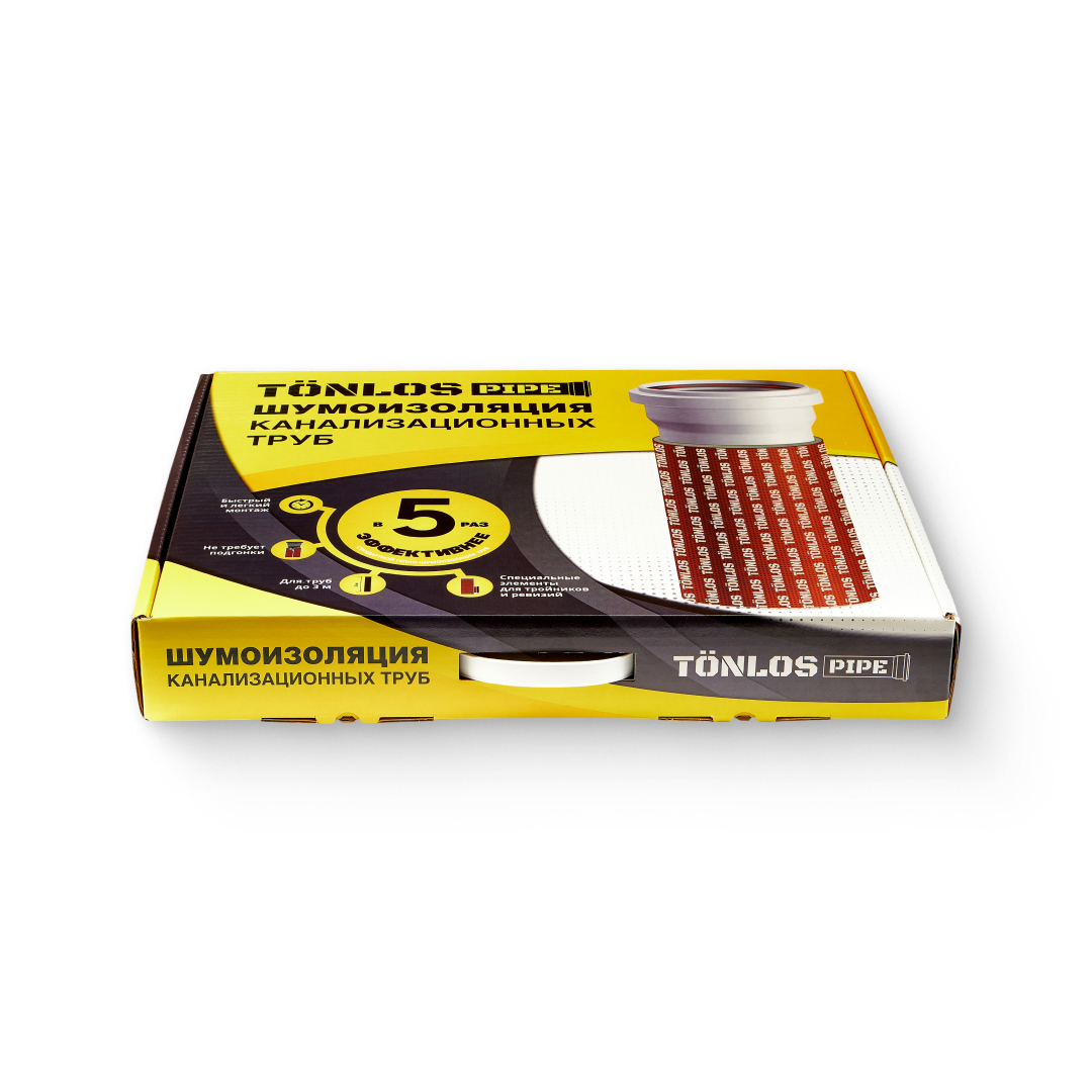 Комплект шумоизоляции для канализационных труб TONLOS PIPE (1шт) - Изображение №1