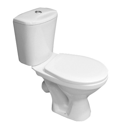 Унитаз-компакт ЛЗСФ "Оптима стандарт" Бюджетный кнопка, косой выпуск, боковой подвод, сиденье ПП - Изображение №1