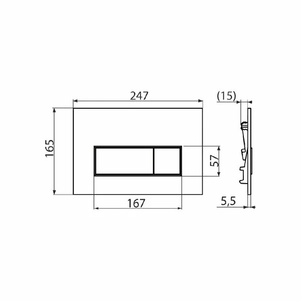 Кнопка управления черная матовая прямоугольная М578 Alkoplast - Изображение №2