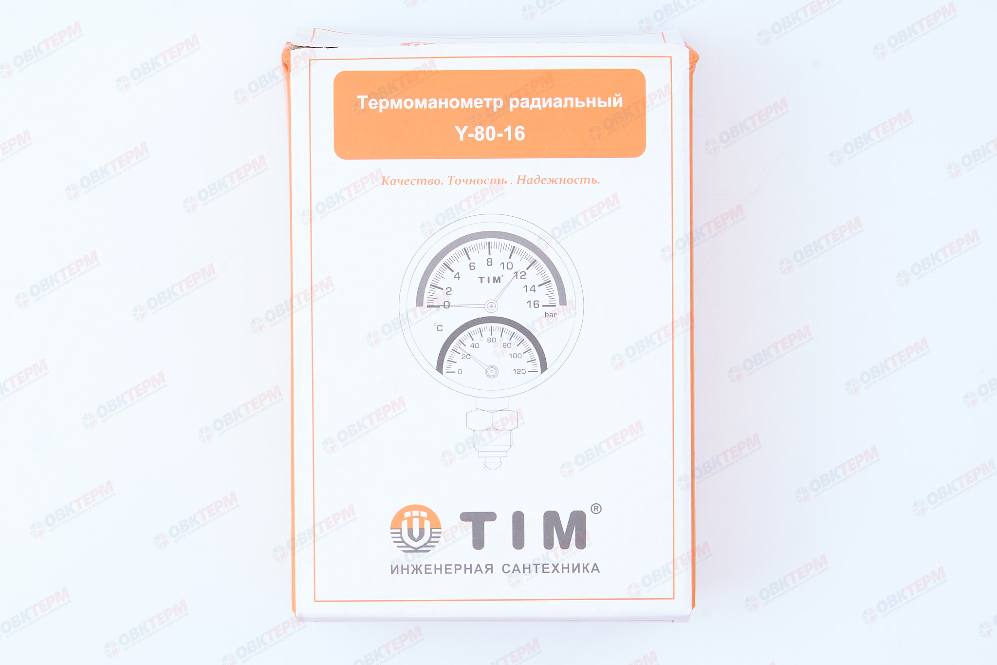 Термоманометр   16 bar нижнее подключение TIM   (1шт/60ящ) - Изображение №5
