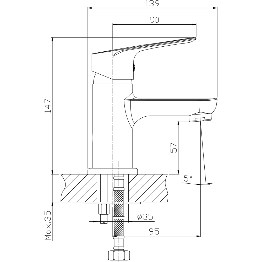 Смеситель д/умывальника MIXXUS ARIZONA  001 Ø40 ГАЙКА (10 шт/ящ) - миниатюра №2