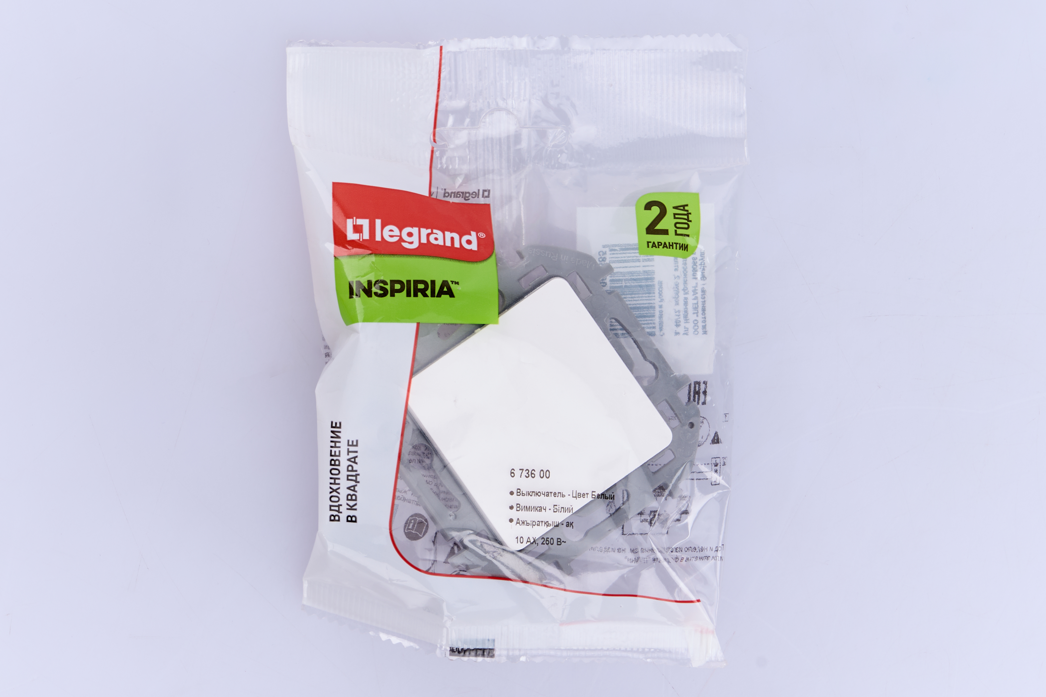 Выключатель 1-клавишный механизм Белый 10АХ 10А IP20 IEK Inspiria (Legrand) - миниатюра №9