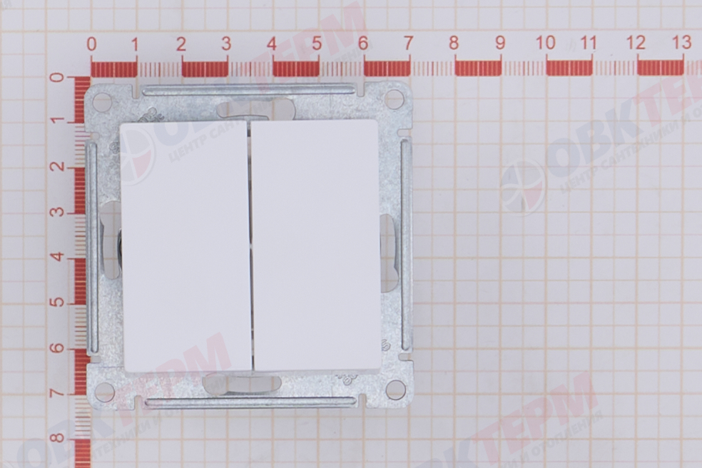 Выключатель 2-клавишный механизм сх.5 10АХ Белый AtlasDesign Systeme Electric - миниатюра №7
