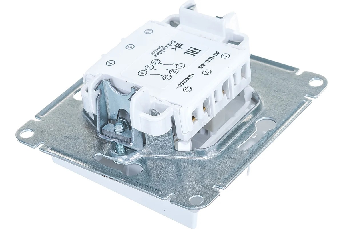 Переключатель 2-клавишный механизм сх.6 10АХ Белый AtlasDesign Systeme Electric - миниатюра №3