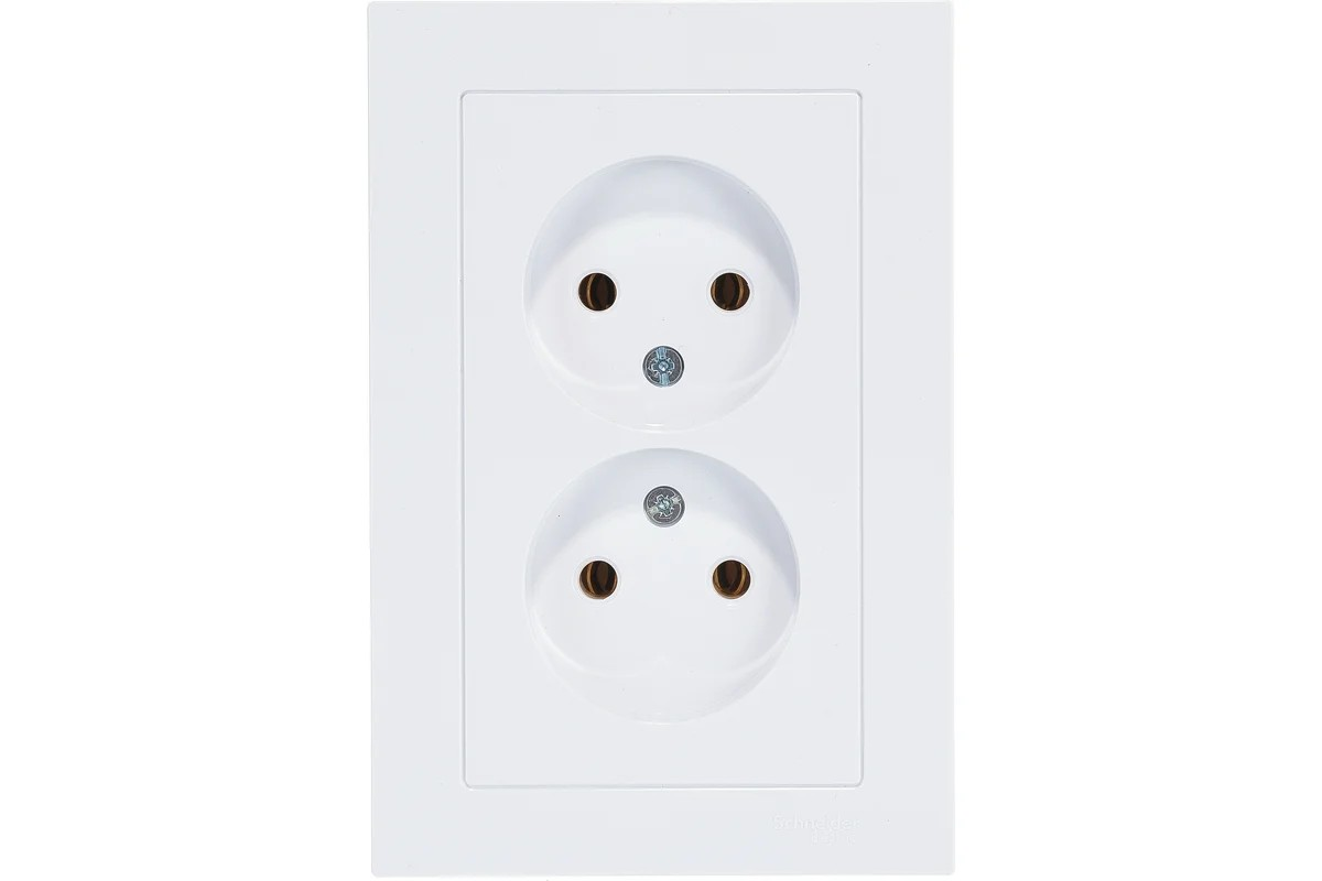 Розетка б/з в сборе двойная 16А Белый AtlasDesign Systeme Electric - Изображение №1