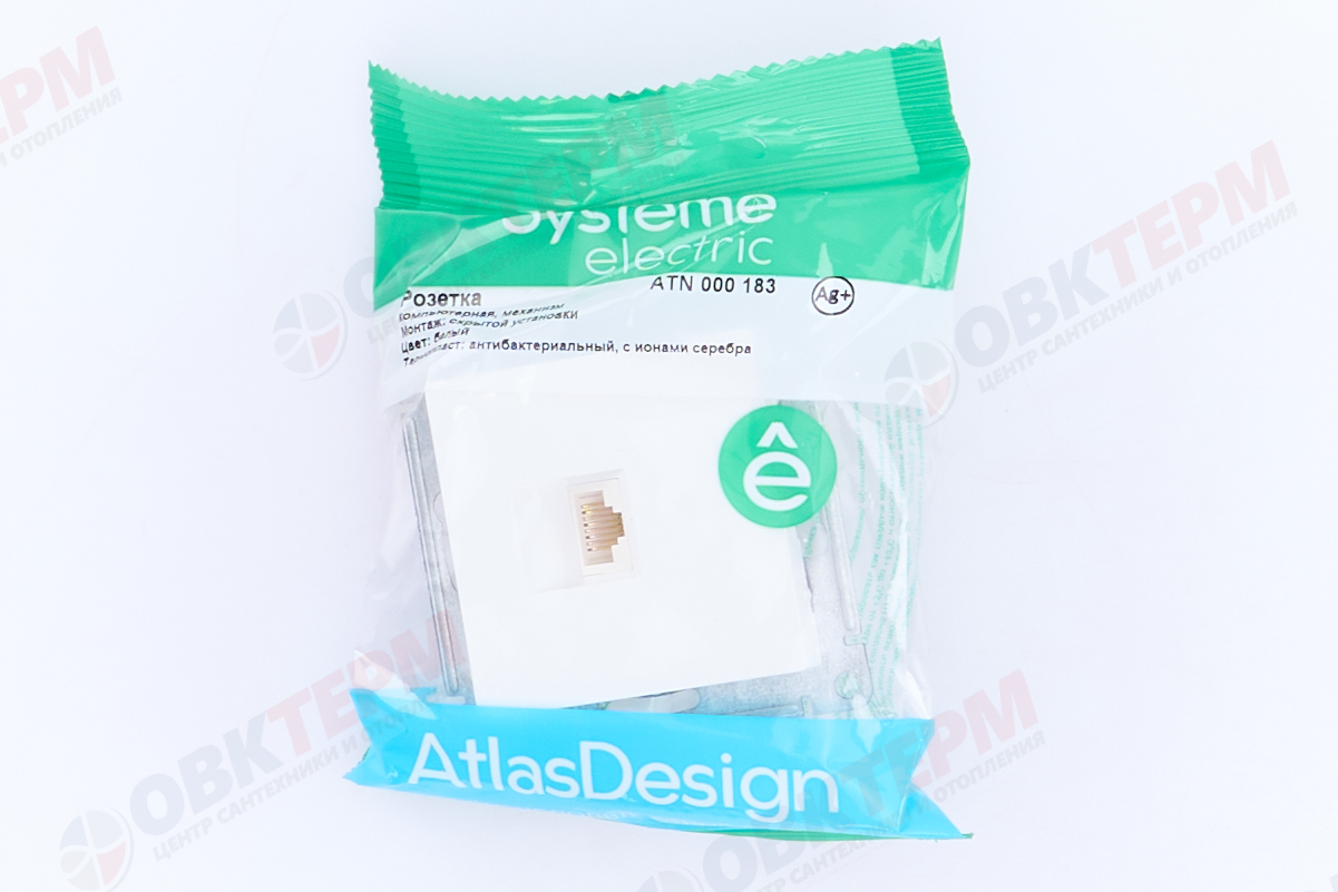 Розетка компьютерная RJ45 механизм Белый AtlasDesign Systeme Electric - миниатюра №9