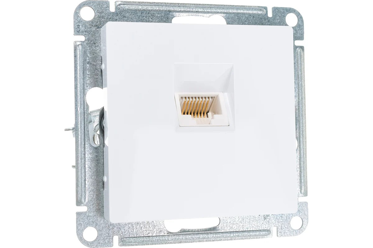 Розетка компьютерная RJ45 механизм Белый AtlasDesign Systeme Electric - Изображение №1