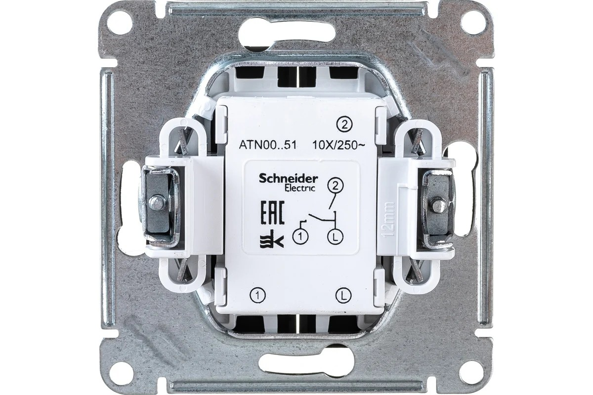 Выключатель 2-клавишный механизм сх.5 10АХ Карбон AtlasDesign Systeme Electric - Изображение №3