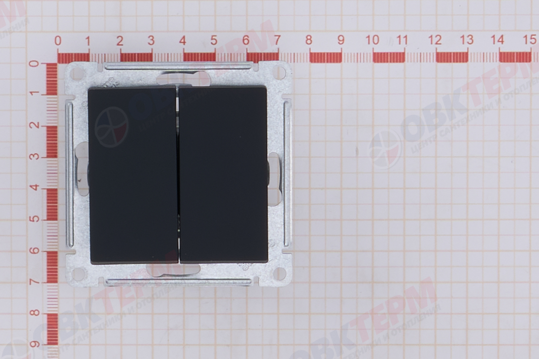 Выключатель 2-клавишный механизм сх.5 10АХ Карбон AtlasDesign Systeme Electric - миниатюра №6