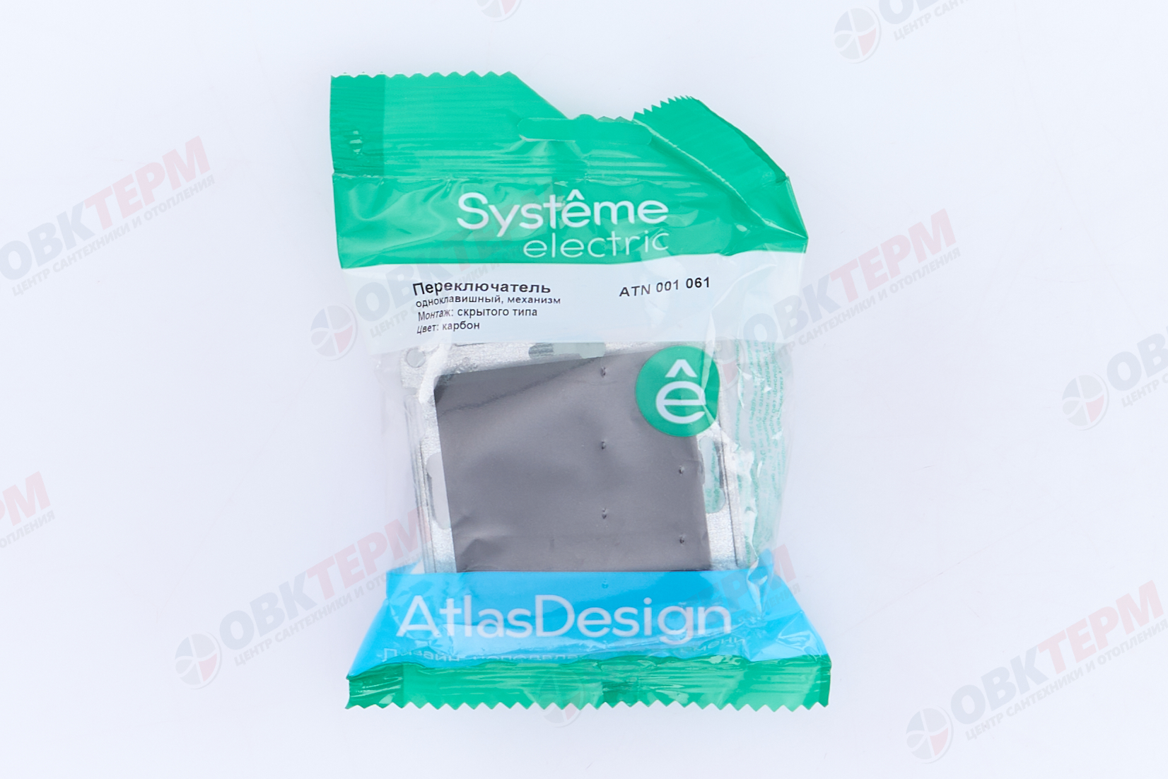 Переключатель 1-клавишный, механизм сх.6 10АХ Карбон AtlasDesign Systeme Electric - миниатюра №8