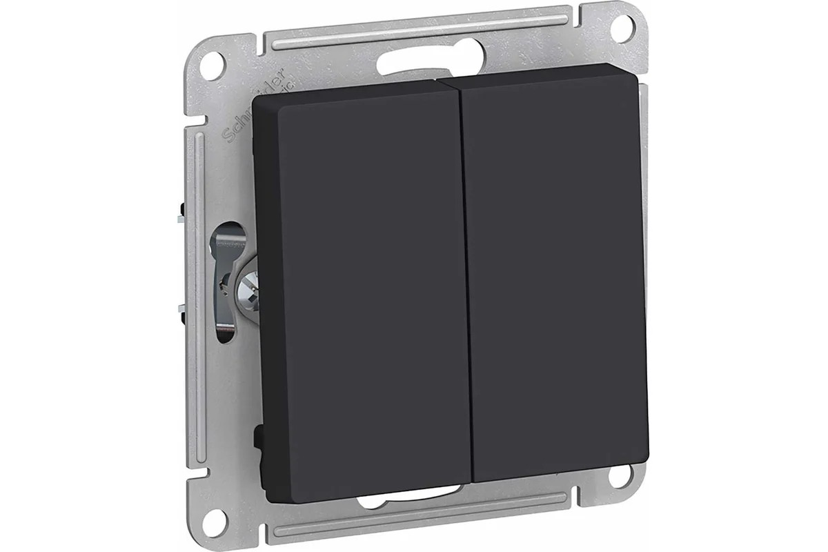 Переключатель 2-клавишный механизм сх.6 10АХ Карбон AtlasDesign Systeme Electric - Изображение №1