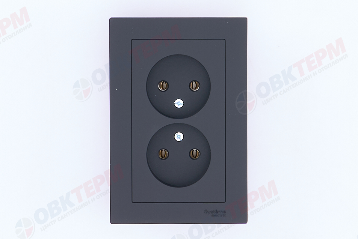 Розетка б/з в сборе двойная 16А Карбон AtlasDesign Systeme Electric - миниатюра №6