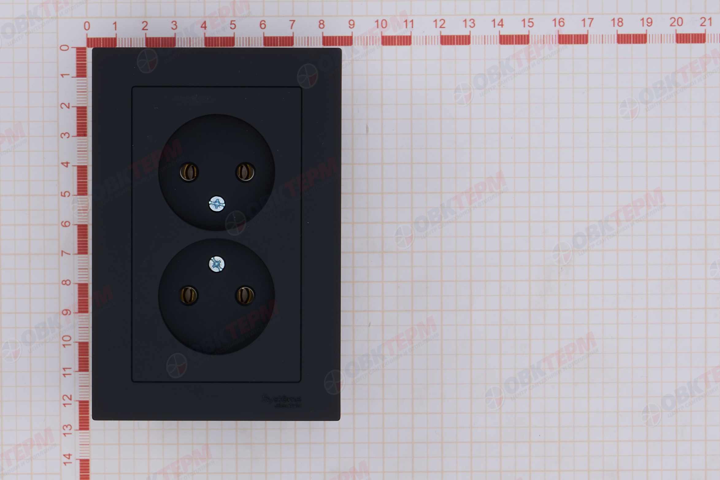 Розетка б/з в сборе двойная 16А Карбон AtlasDesign Systeme Electric - миниатюра №8