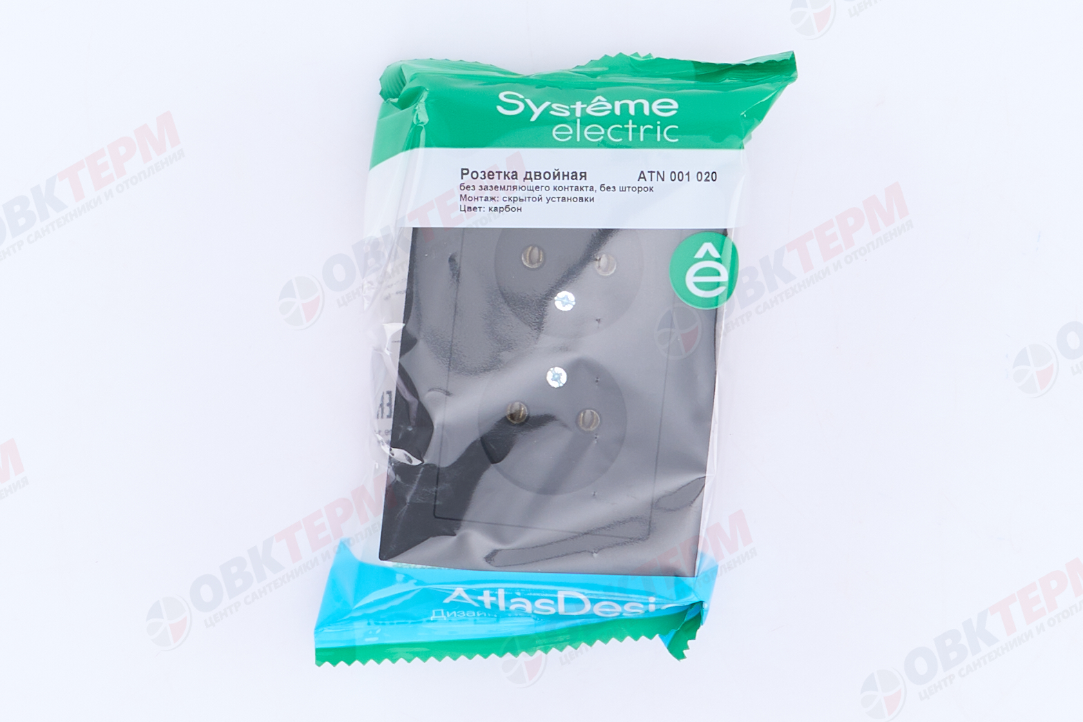 Розетка б/з в сборе двойная 16А Карбон AtlasDesign Systeme Electric - миниатюра №9