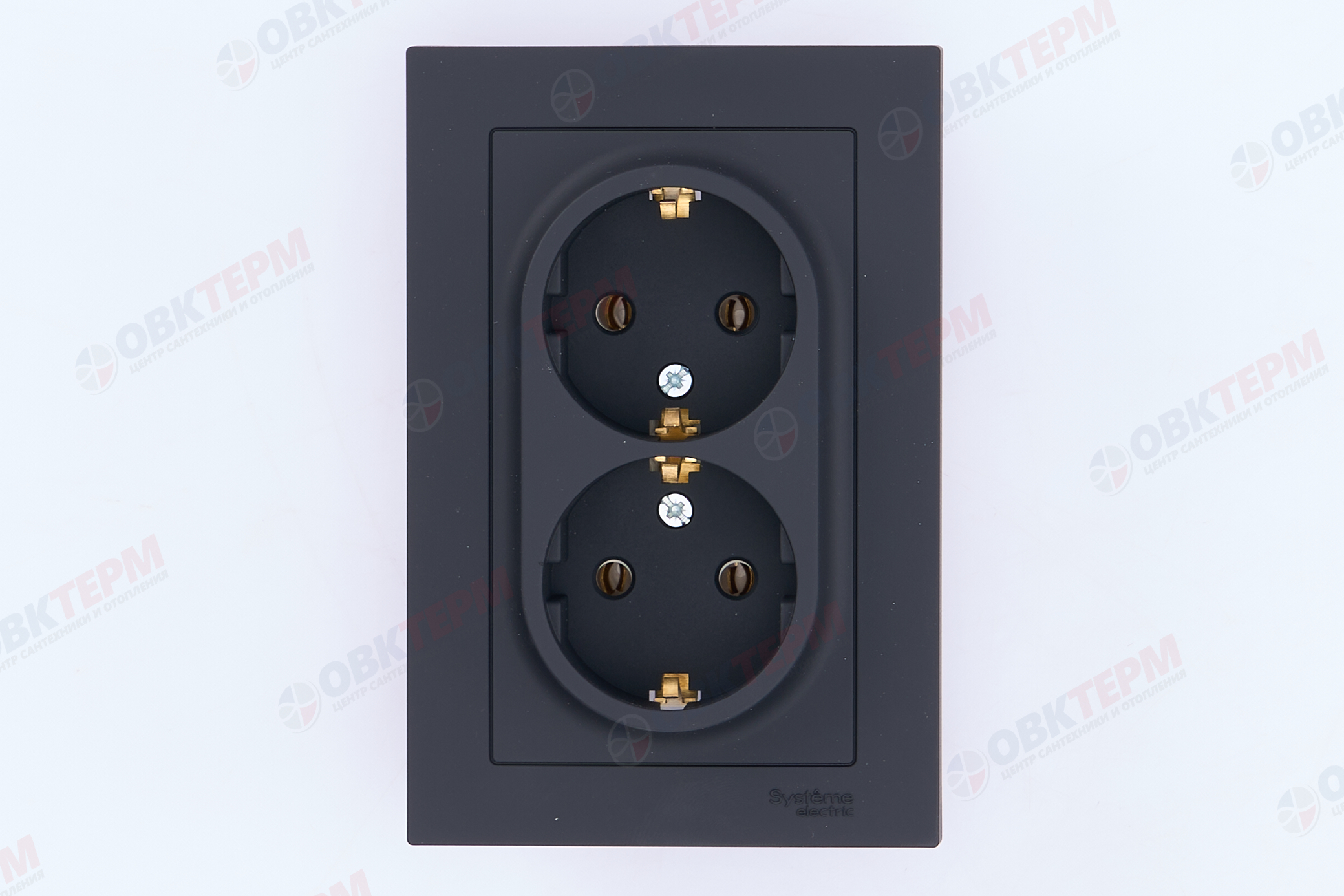 Розетка с/з в сборе двойная 16А Карбон AtlasDesign Systeme Electric - Изображение №5