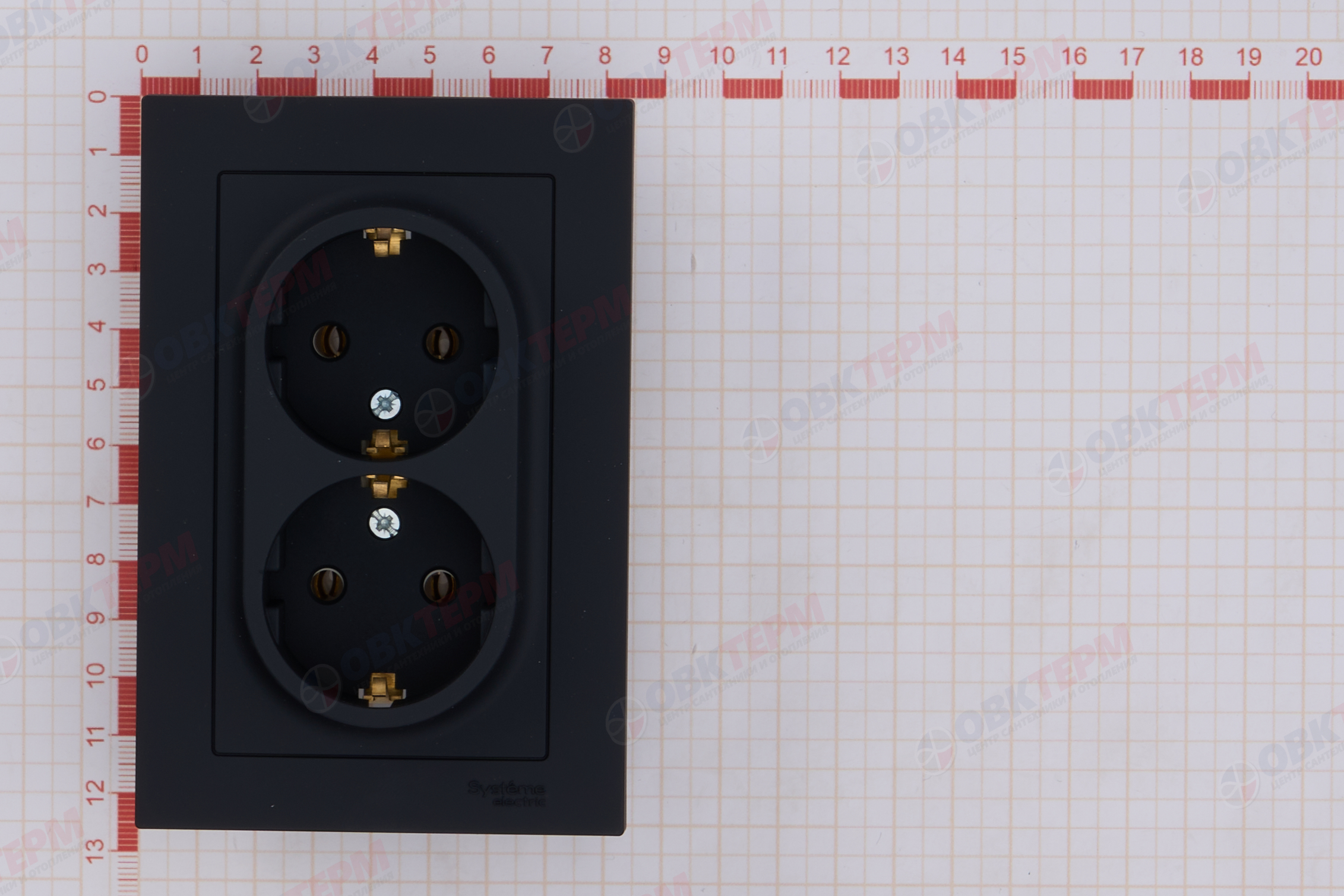 Розетка с/з в сборе двойная 16А Карбон AtlasDesign Systeme Electric - миниатюра №7