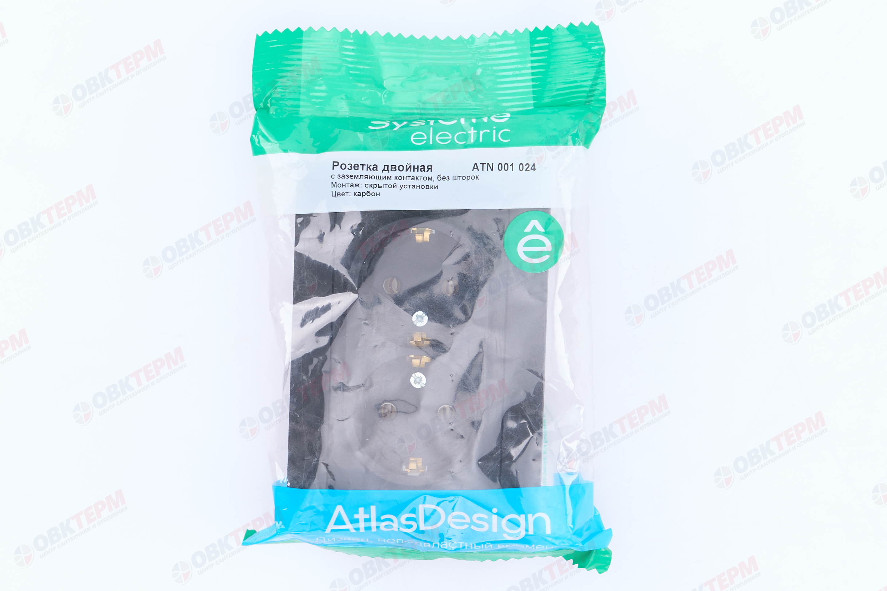 Розетка с/з в сборе двойная 16А Карбон AtlasDesign Systeme Electric - миниатюра №8
