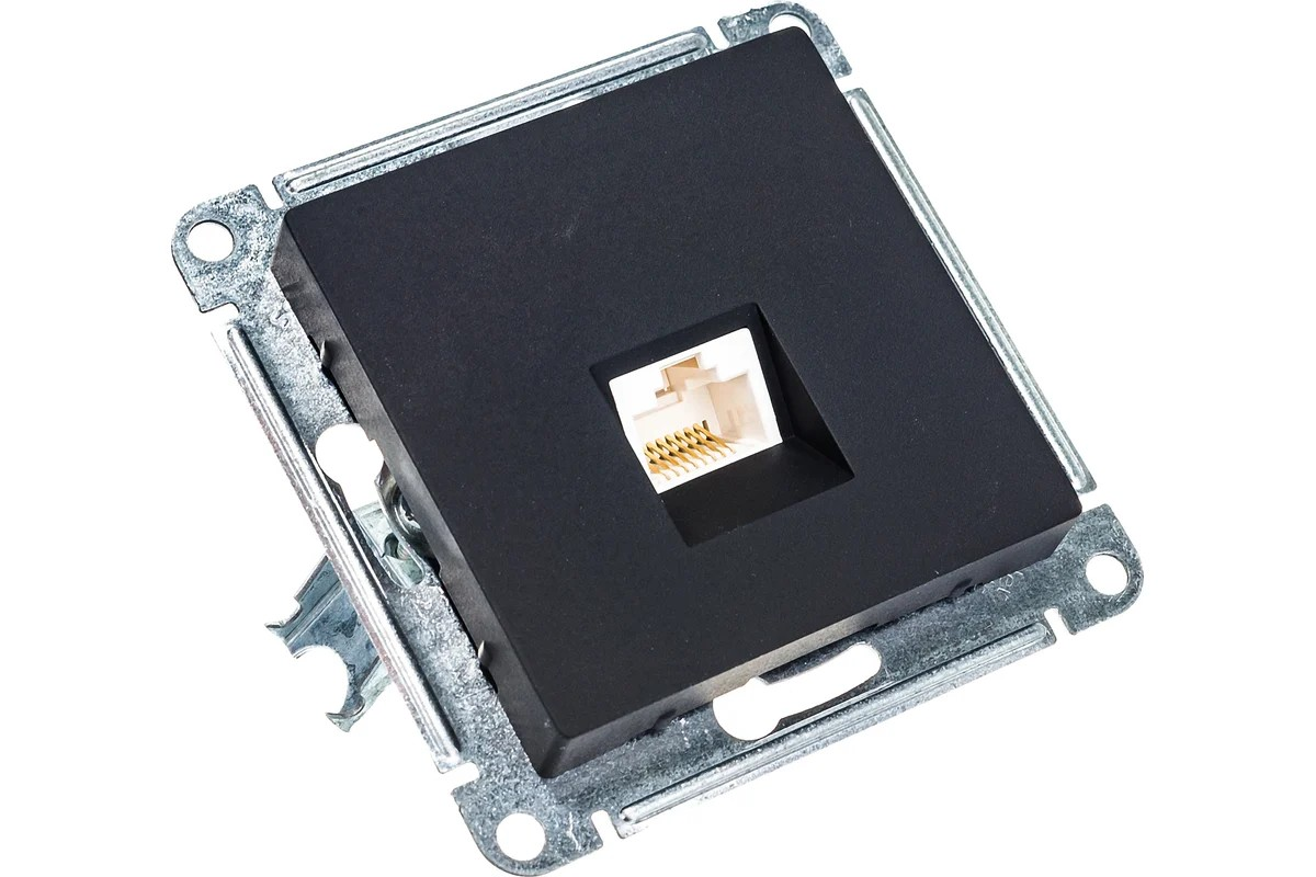 Розетка компьютерная RJ45 механизм Карбон AtlasDesign Systeme Electric - Изображение №3