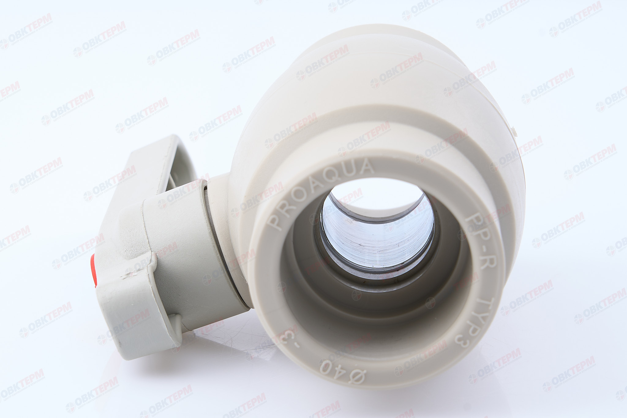 Кран пластиковый шаровый  40  (латунный  шар)  STANDART   СЕРЫЙ   (PRO AQUA)    (25/1) - миниатюра №4