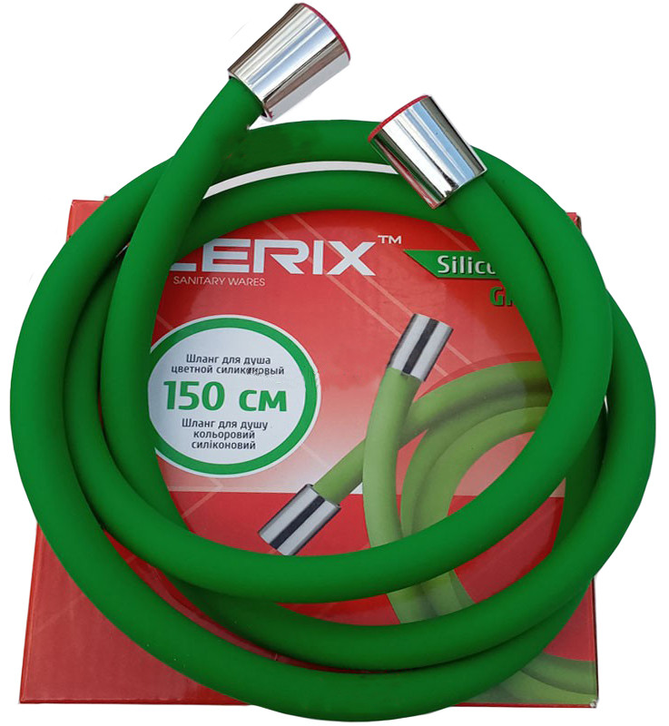 Шланг д/душа  ZERIX  SILICON  F12 Green    150см (48 шт/ящ) - миниатюра №2