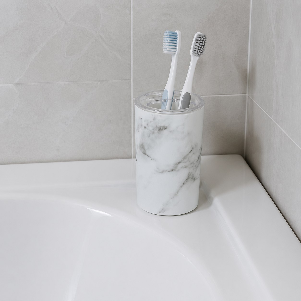 Стакан для зубных щеток Delphinium коллекция "Вояж" (Marble), пластик - Изображение №3